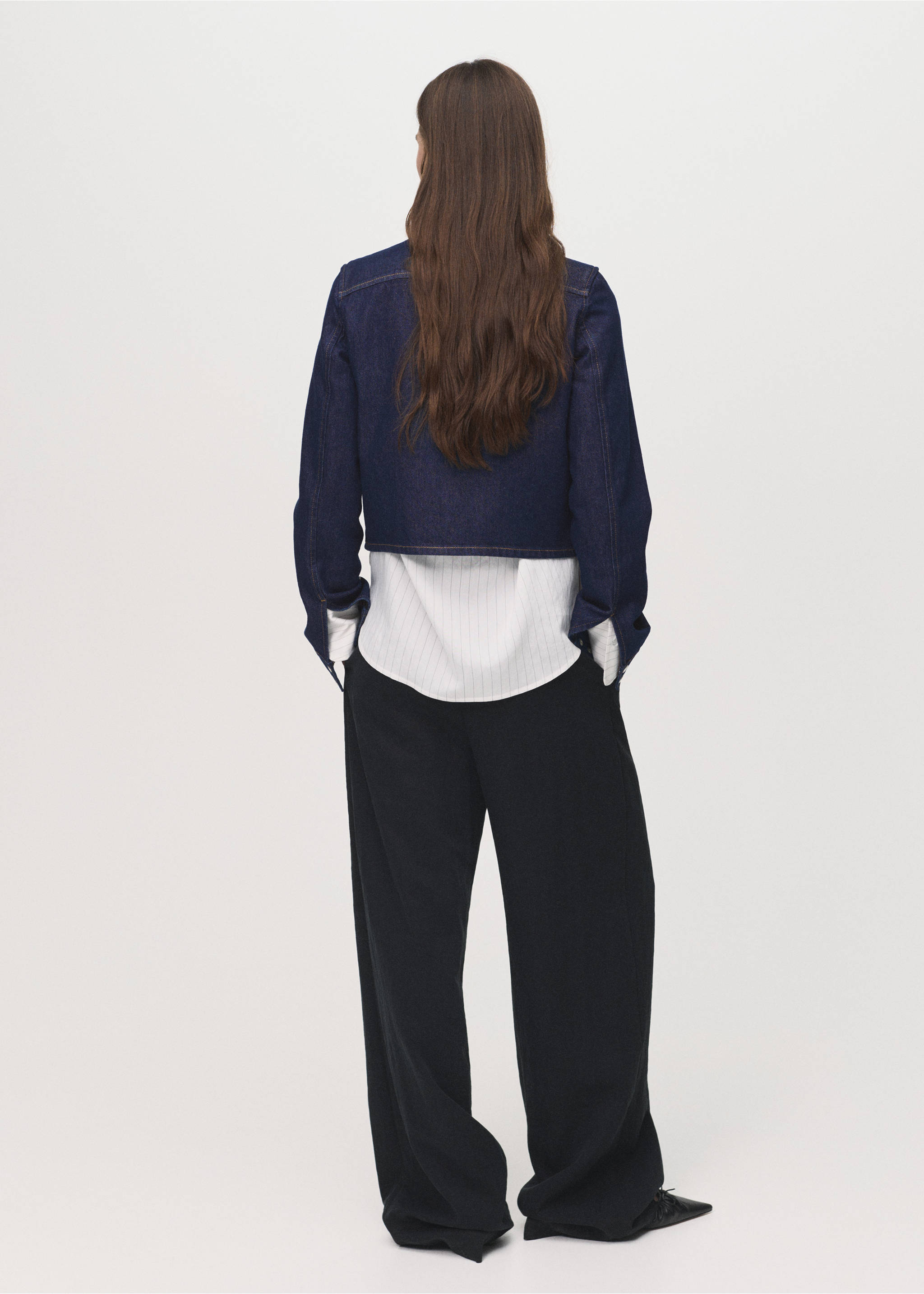 Chaqueta denim crop - Reverso del artículo, Azul. Ref: 17093333-00.