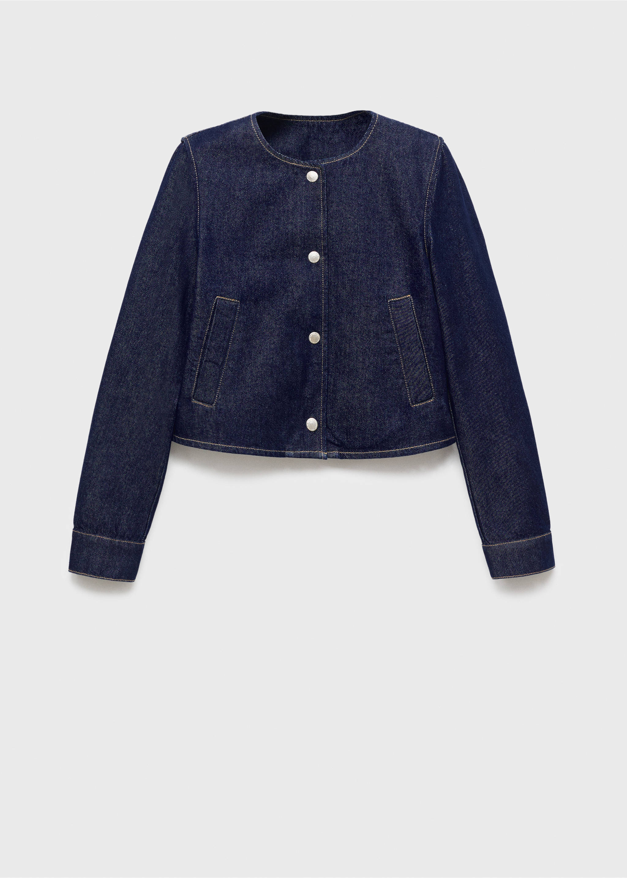 Denim crop jacket - Article without model, Open Blue. Ref: 17093333-00.