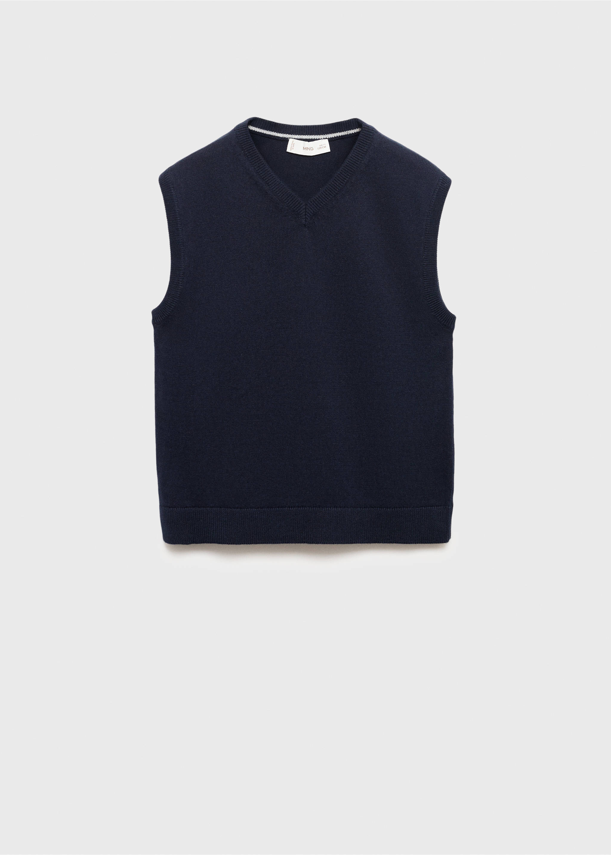 V-neck knitted waistcoat - Article without model, Navy. Ref: 17093791-00.