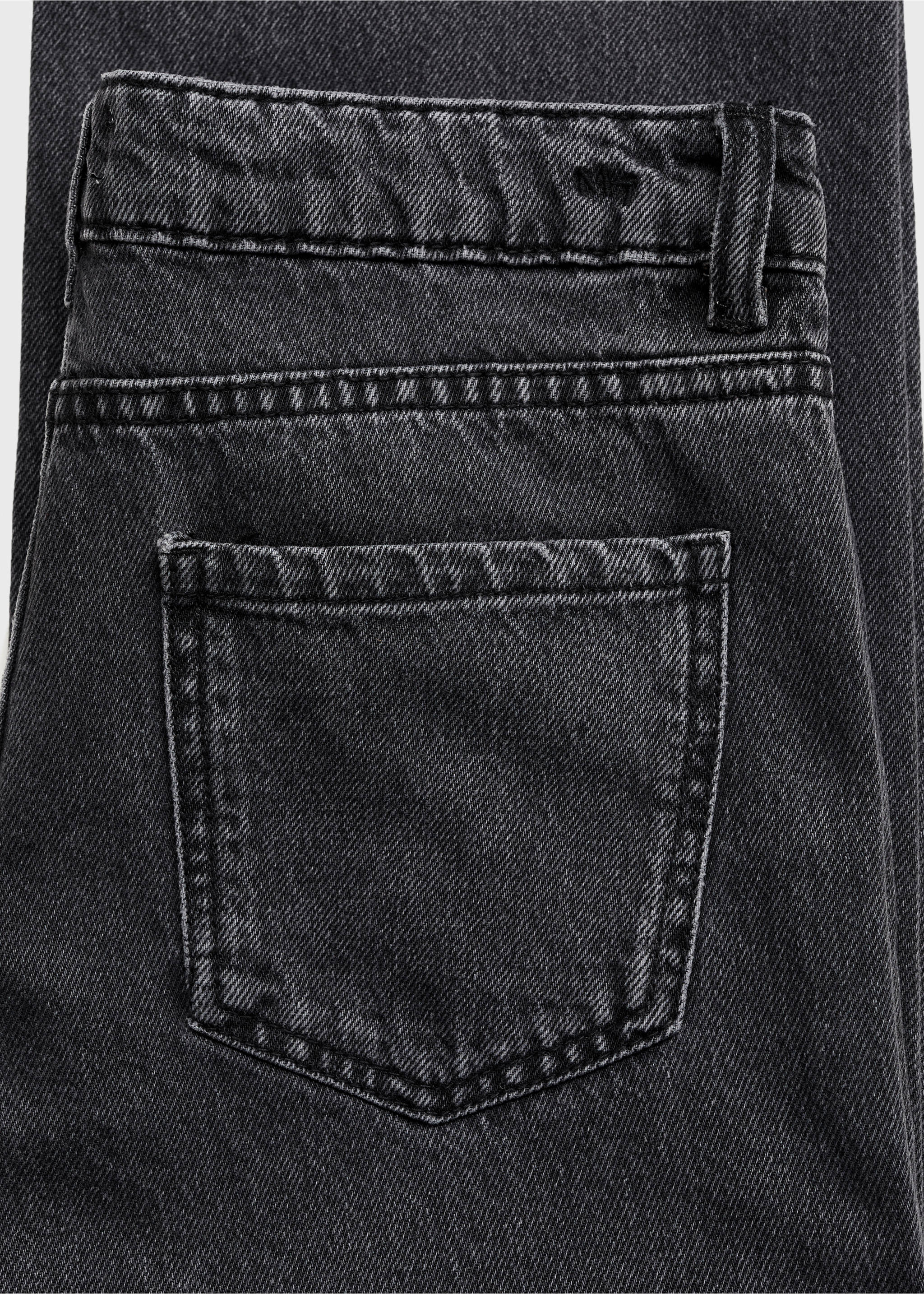 Straight-fit jeans with rhinestones - Details of the article 0, Black denim. Ref: 17093794-00.