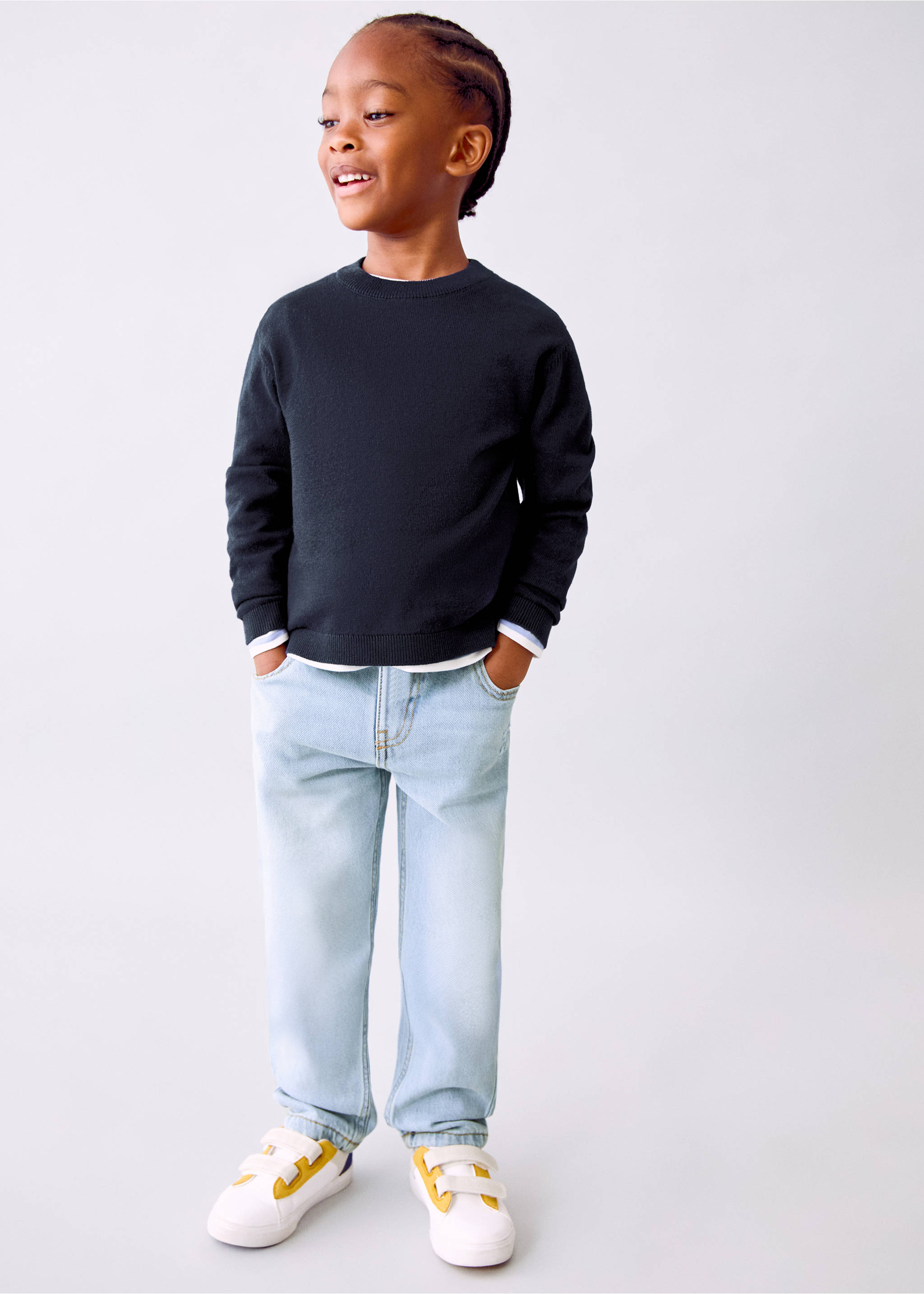 Straight cotton jeans - General plane, Light Blue. Ref: 17093796-00.