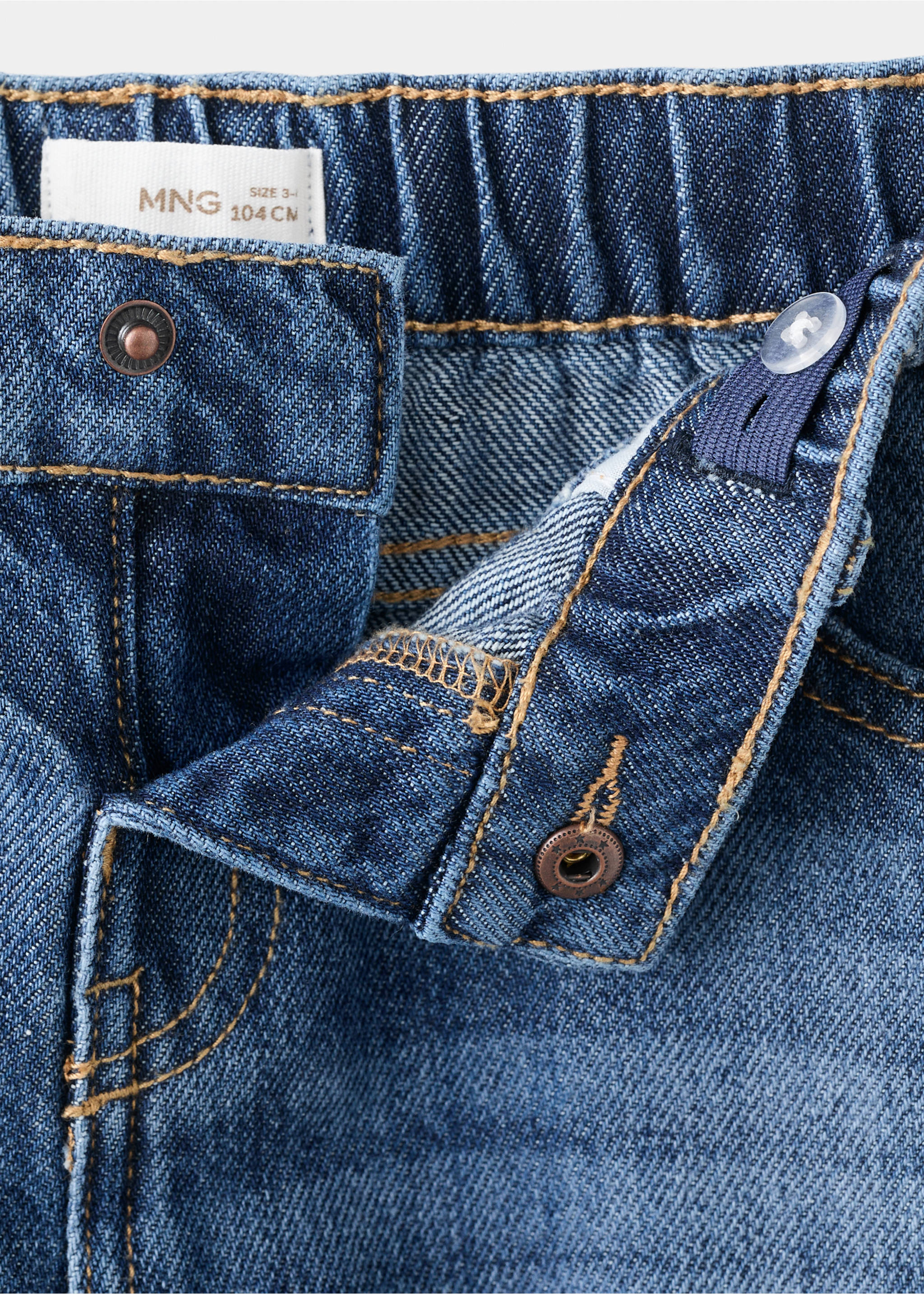 Katoenen rechte jeans - Detail van het artikel 8, Donkerblauw. Ref: 17093796-00.