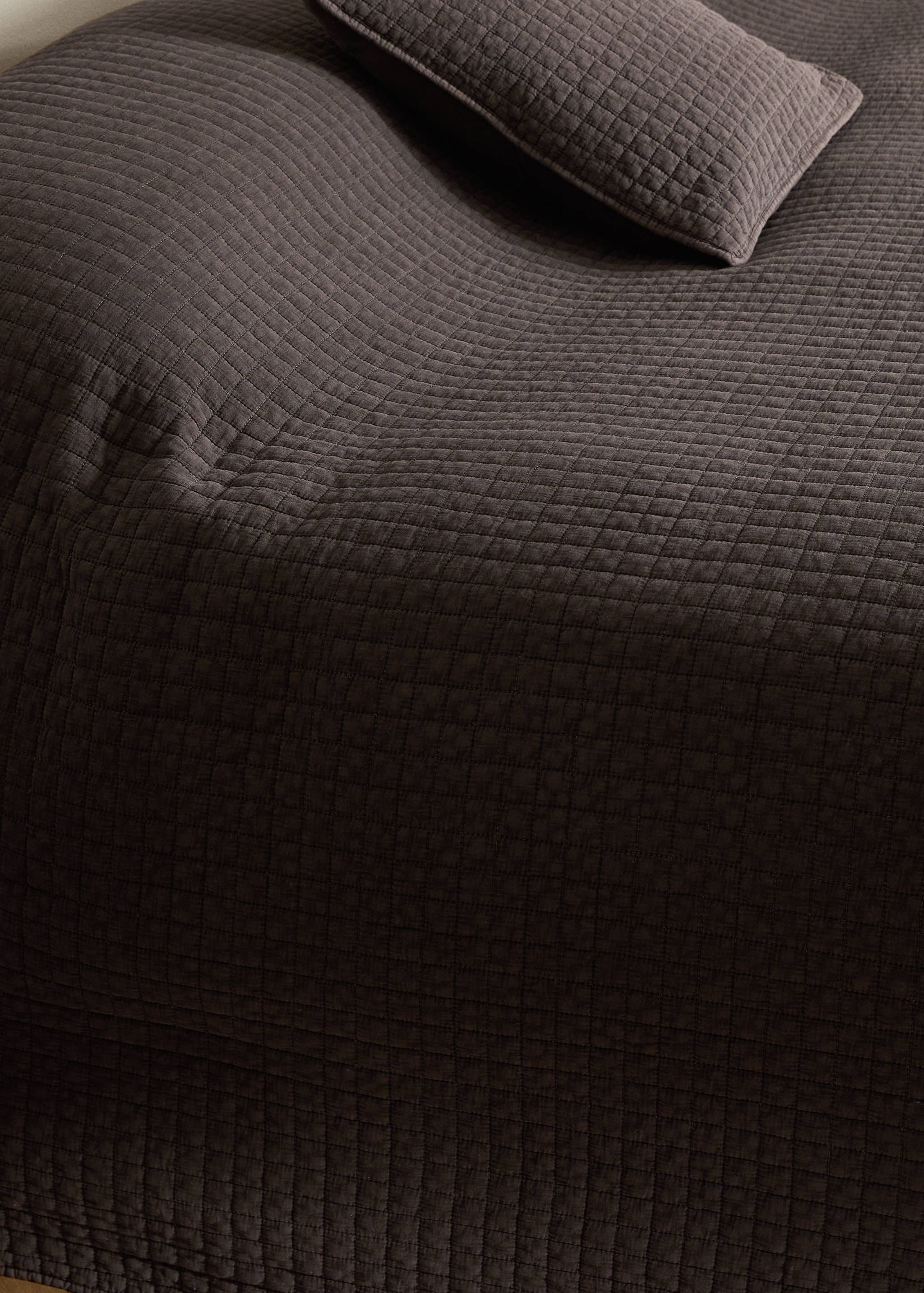 Karierte Baumwoll-Steppdecke, stückgefärbt, 180/200 Bett - Detail des Artikels 7