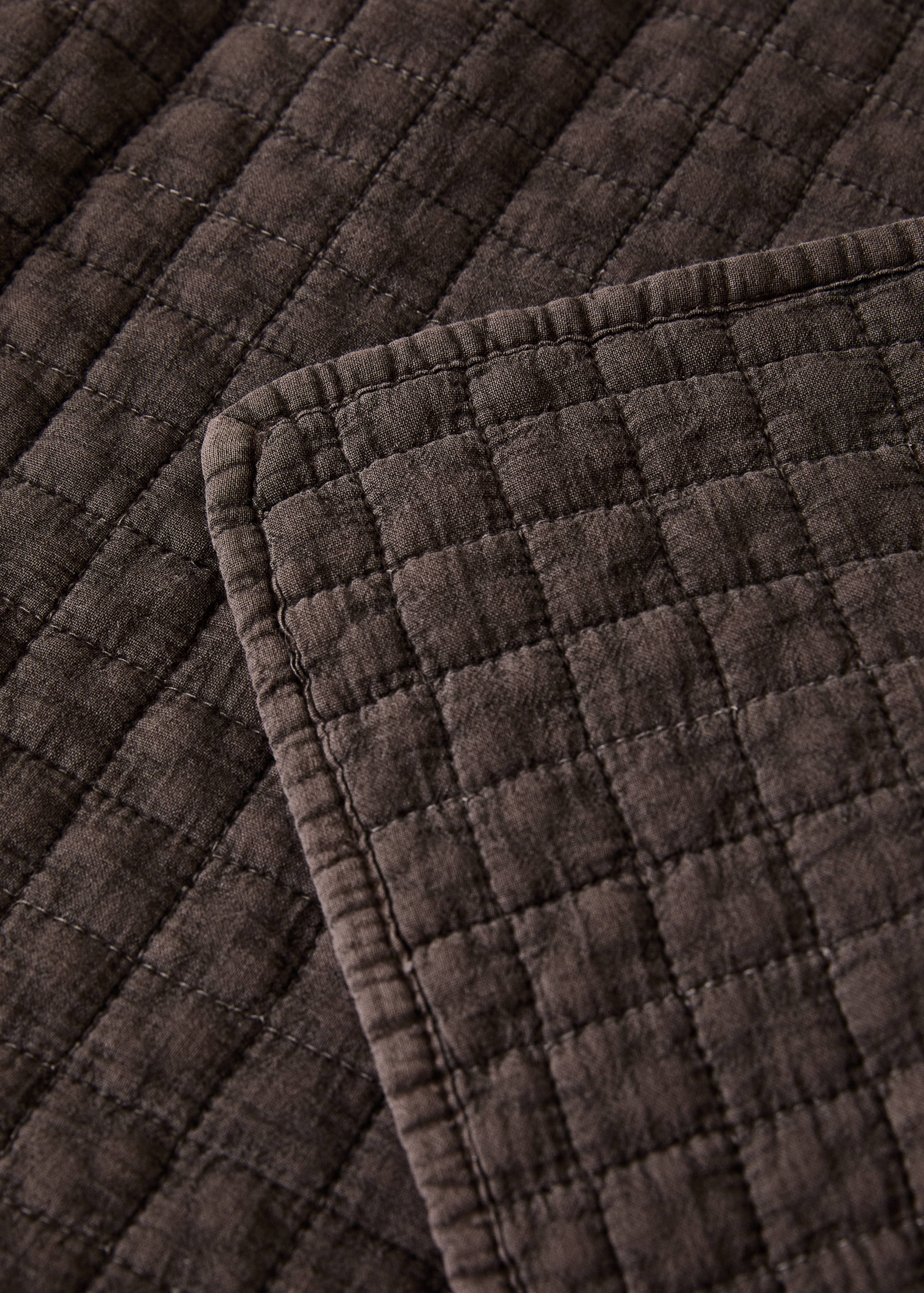 Karierte Baumwoll-Steppdecke, stückgefärbt, 180/200 Bett - Detail des Artikels 1