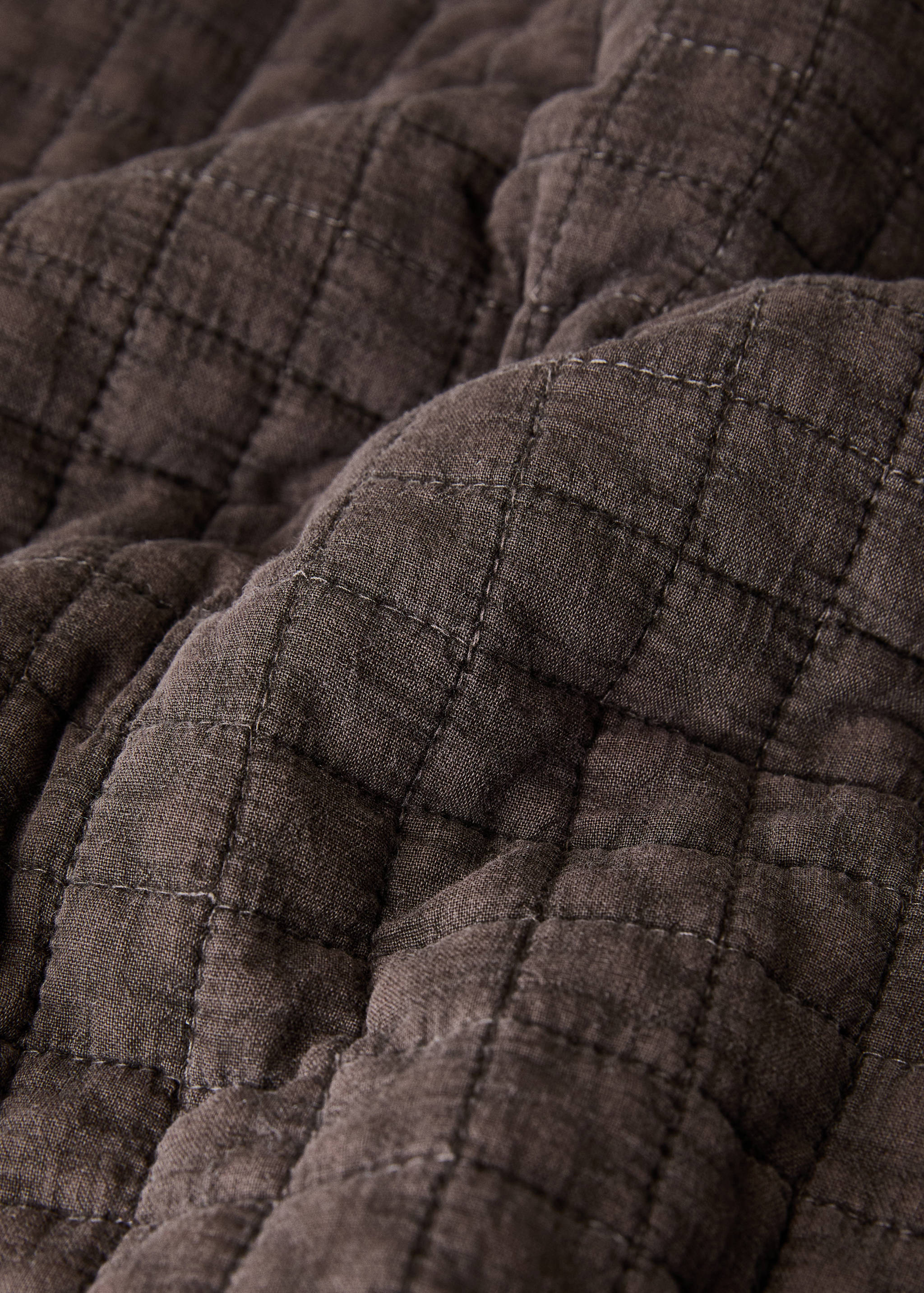 Karierte Baumwoll-Steppdecke, stückgefärbt, 180/200 Bett - Detail des Artikels 2
