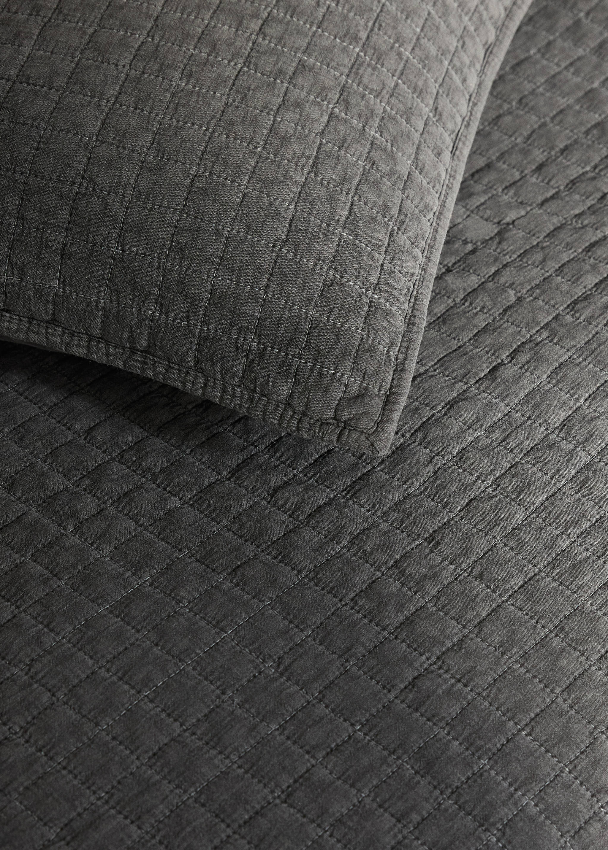 Karierte Baumwoll-Steppdecke, stückgefärbt, 180/200 Bett - Detail des Artikels 7