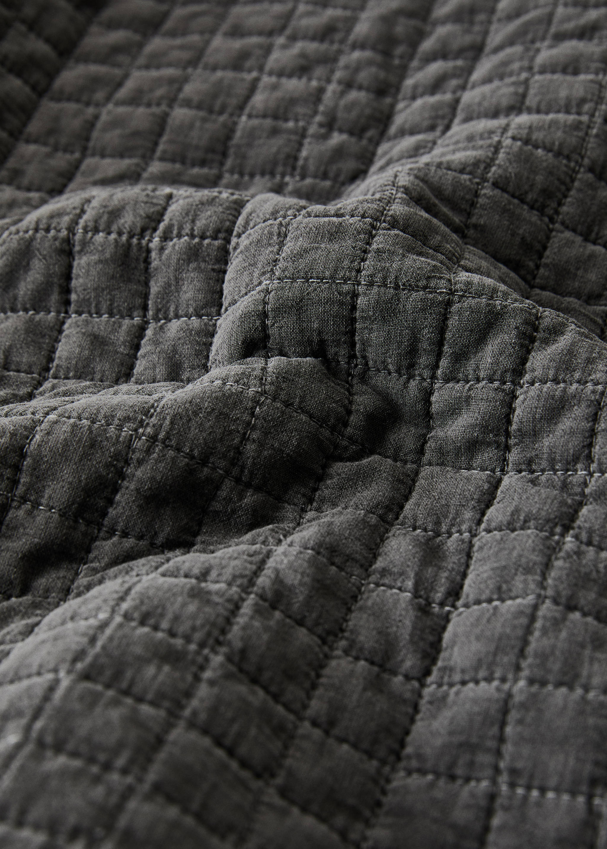 Karierte Baumwoll-Steppdecke, stückgefärbt, 180/200 Bett - Detail des Artikels 2