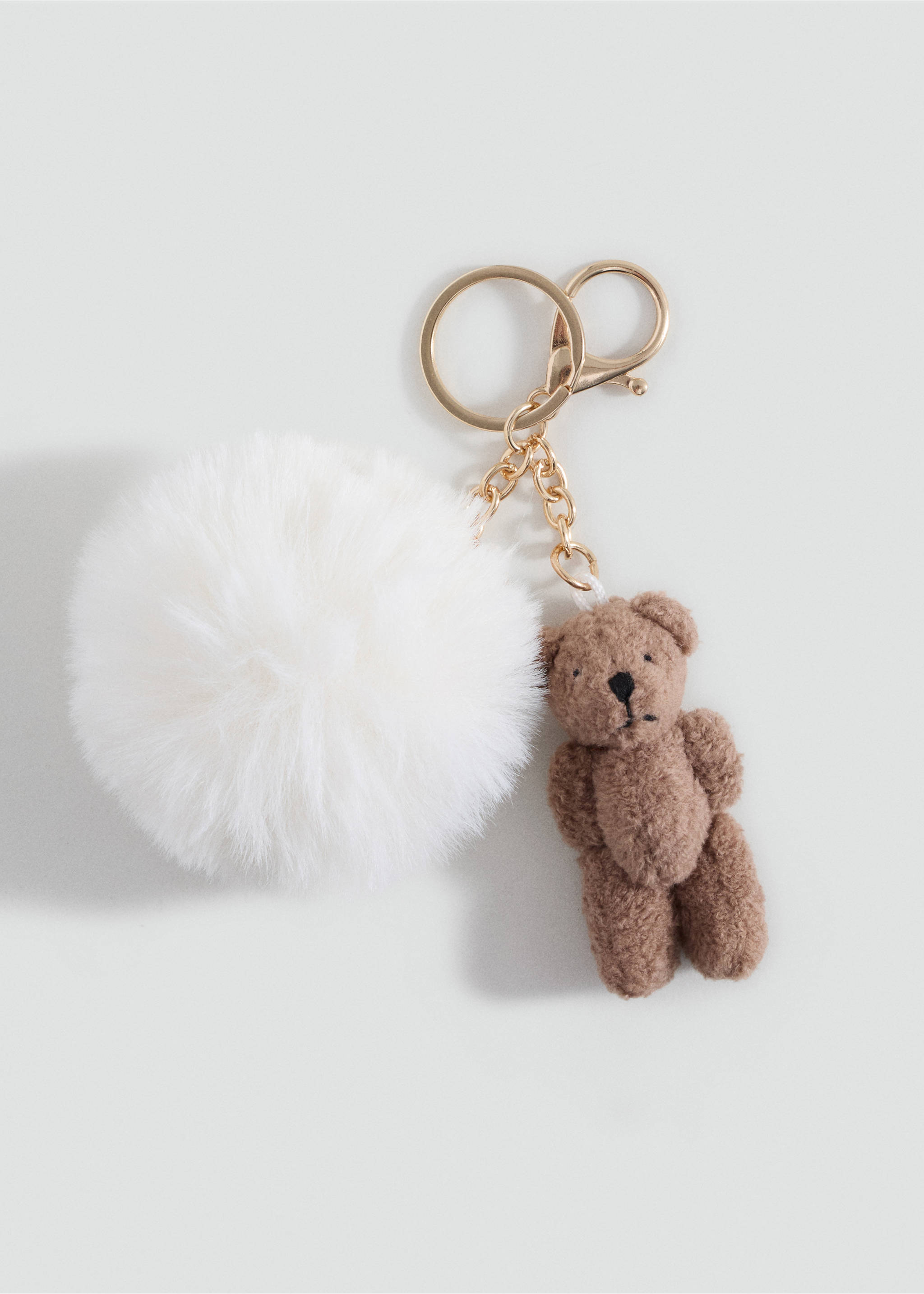 Teddy bear keychain with pom-pom - Article without model, Sand. Ref: 17093809-00.