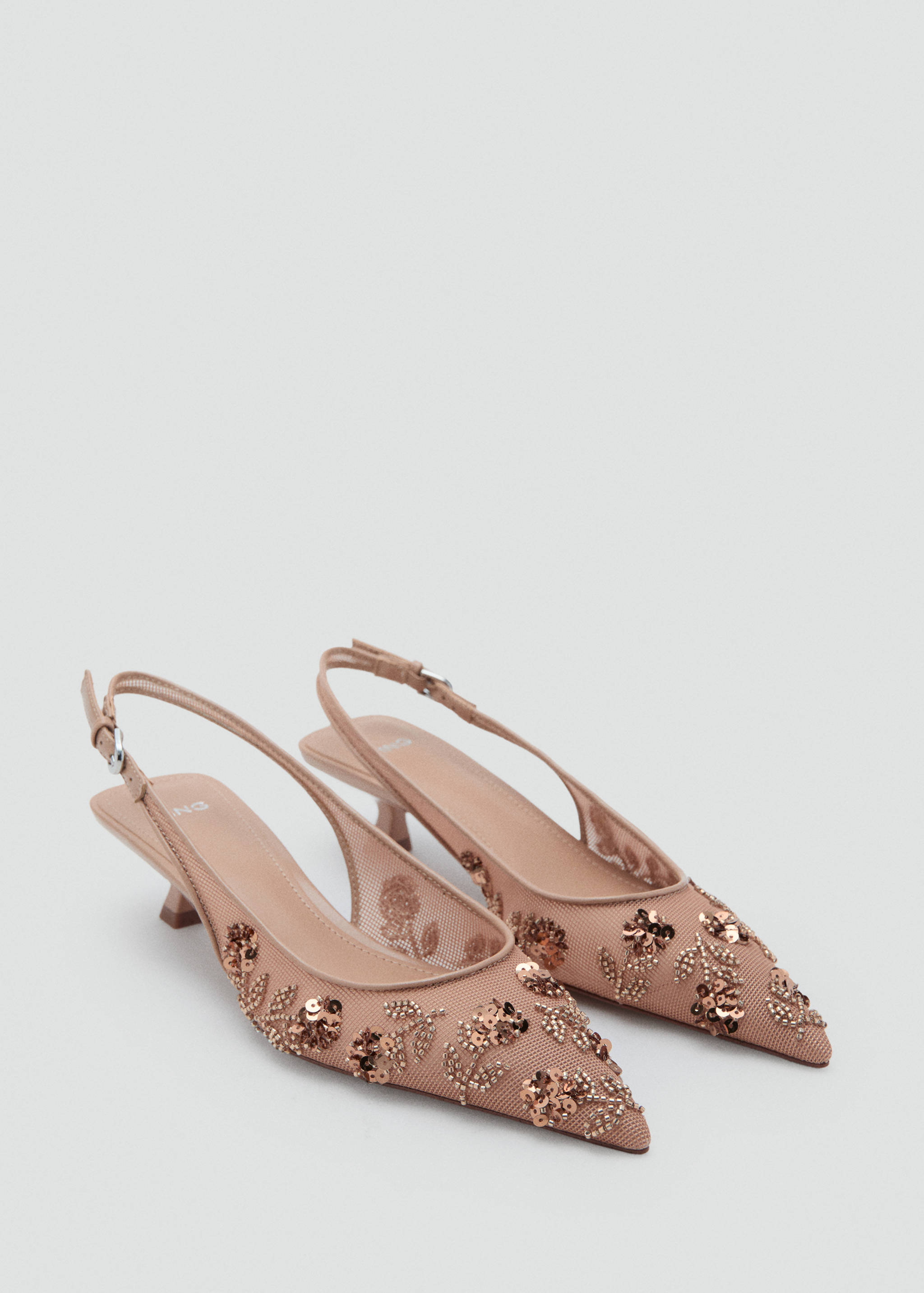 Zapato tacón mesh abalorios - Plano medio