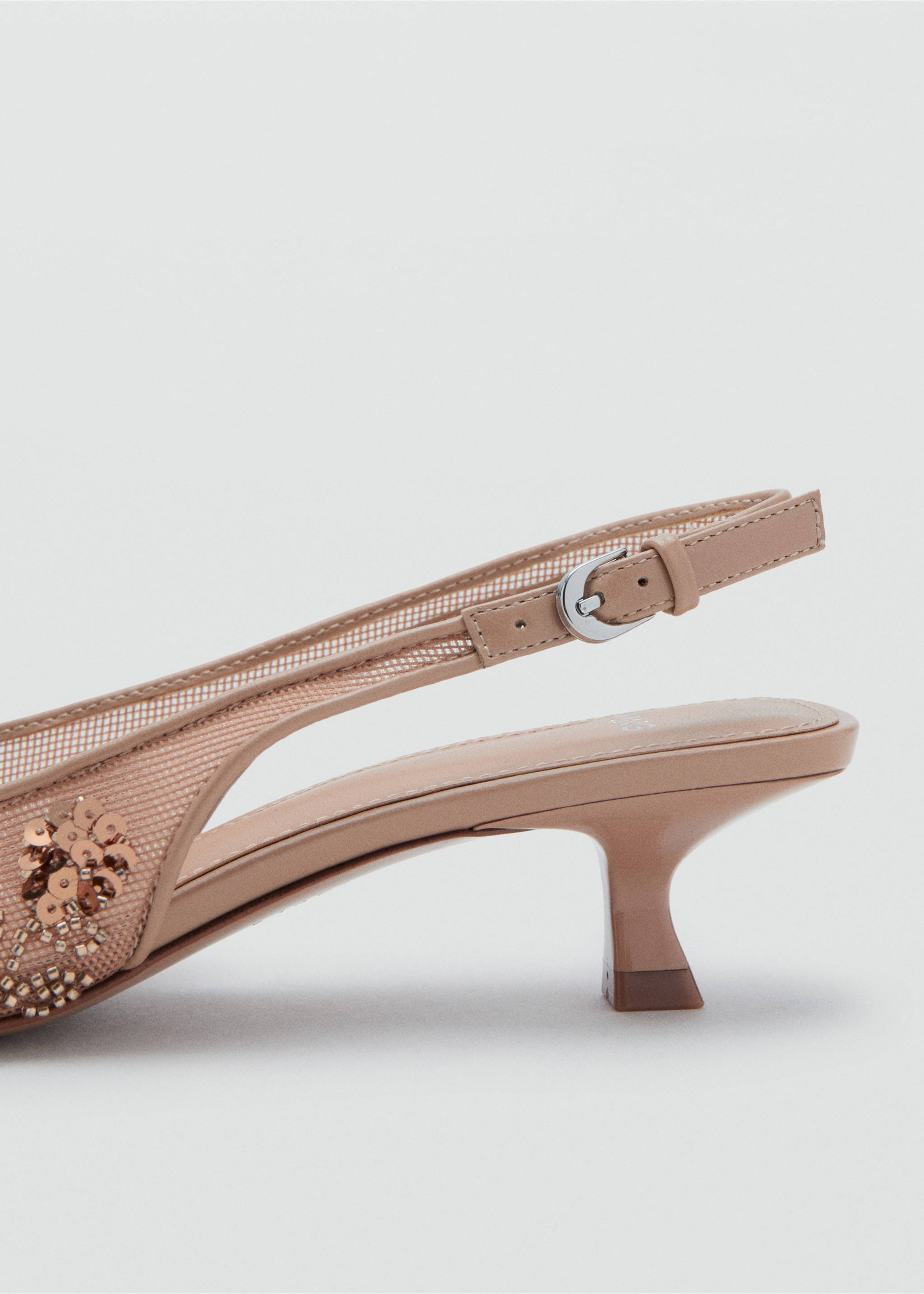 Mesh stiletto shoes with beads - Details of the article 1, Nude. Ref: 17093817-00.