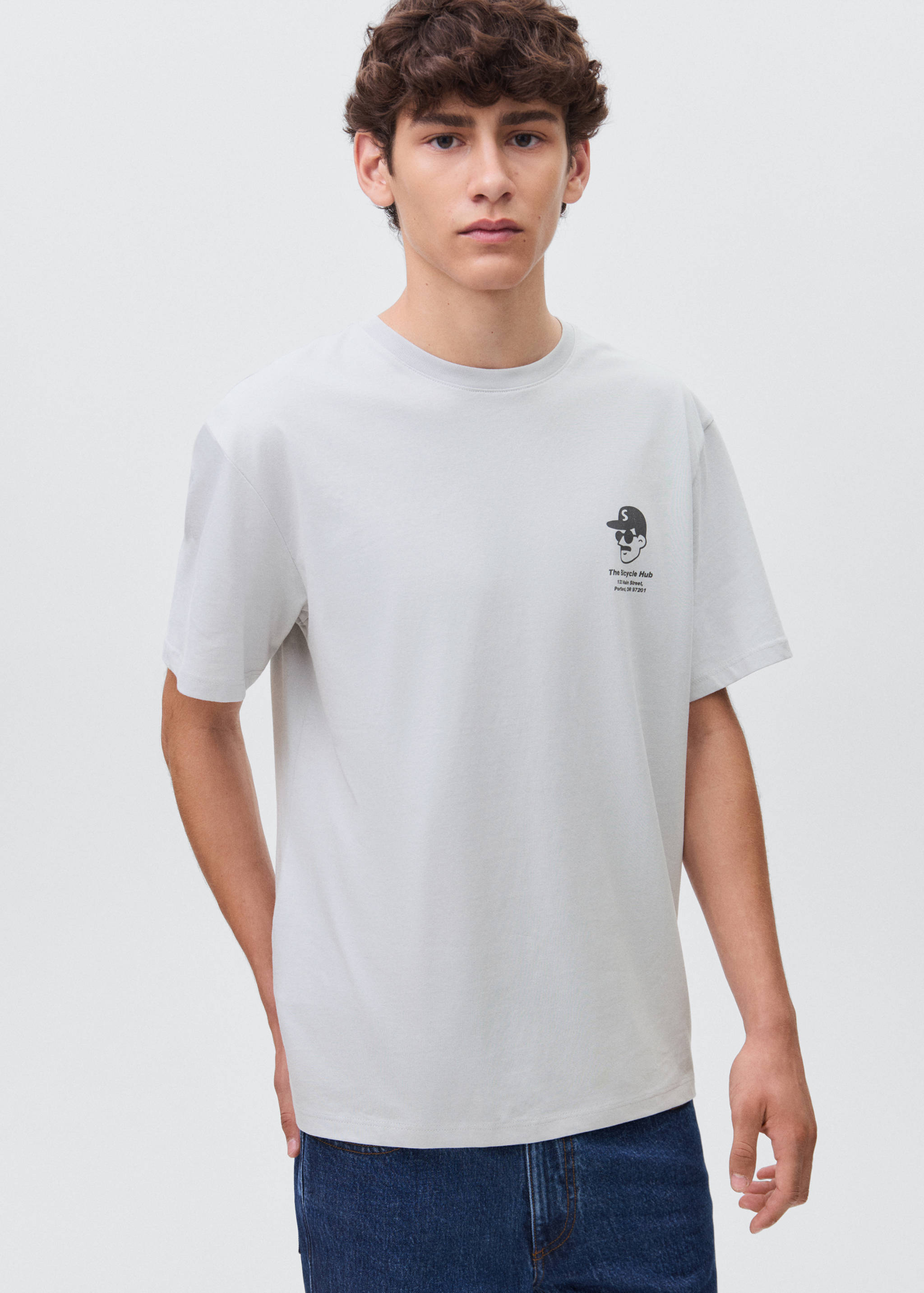 Printed cotton-blend t-shirt - Medium plane