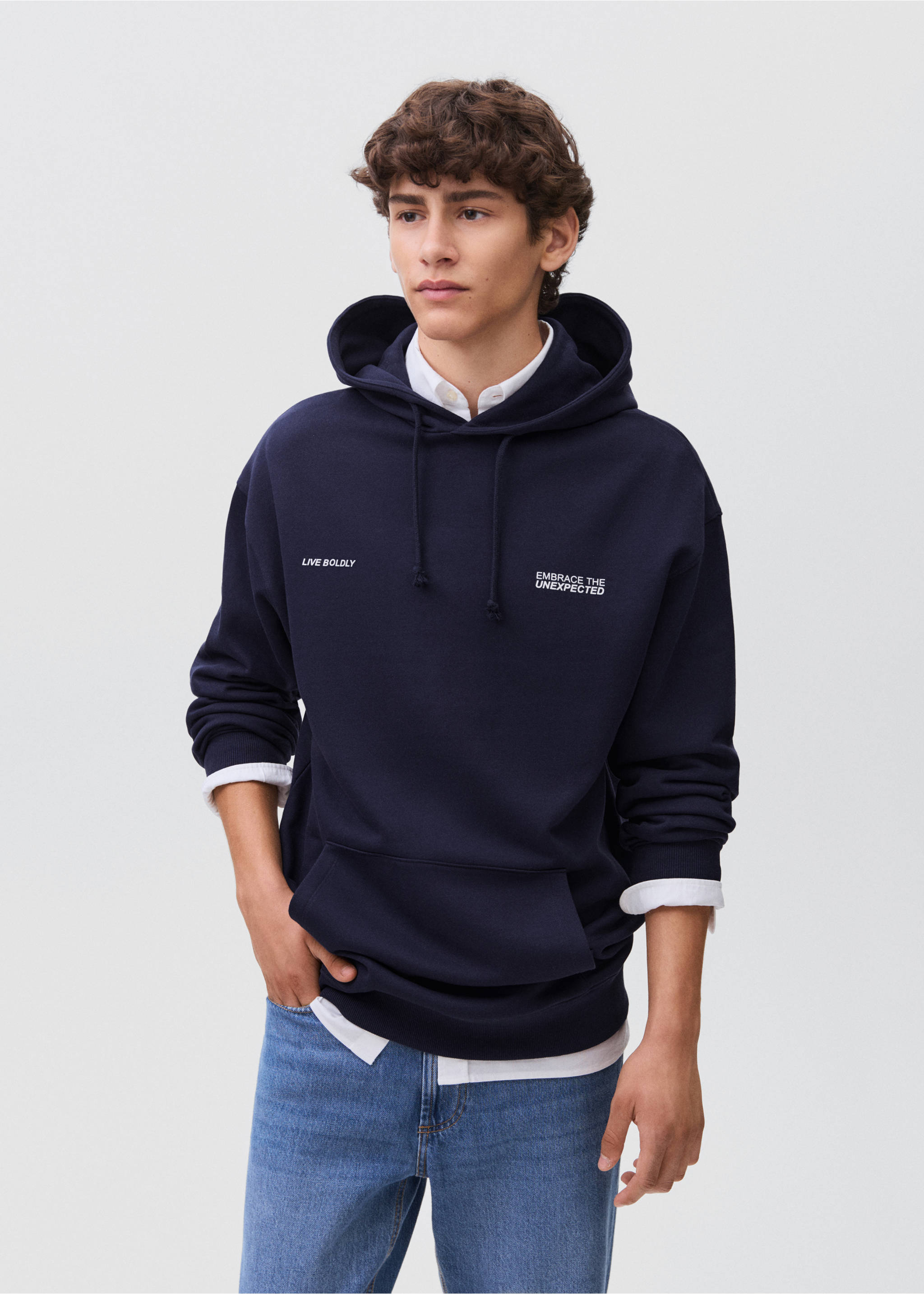 Printed hoodie - Medium plane, Navy. Ref: 17093823-00.