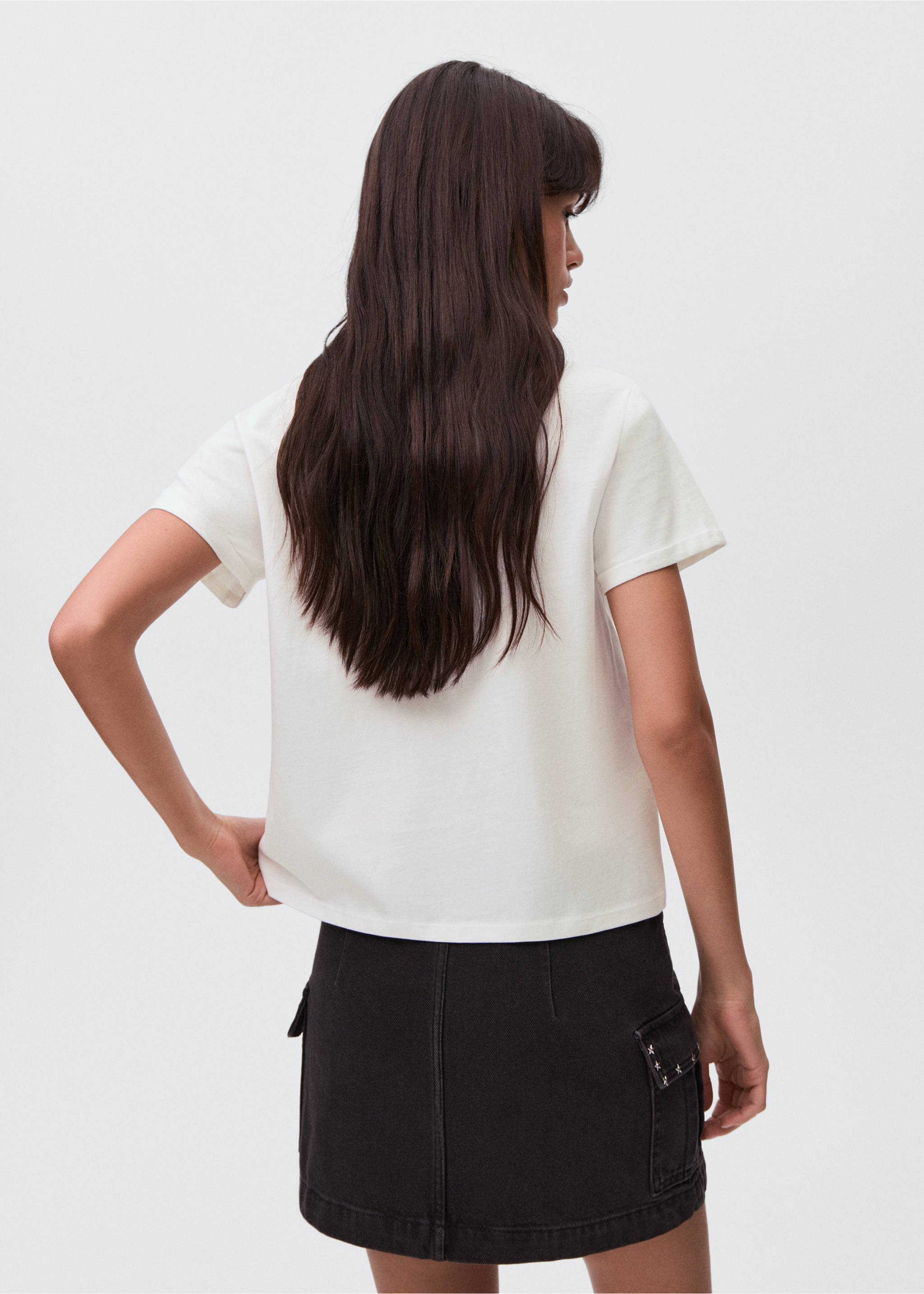 Cotton t-shirt with swan pattern - Reverse of the article, Off White. Ref: 17094071-00.