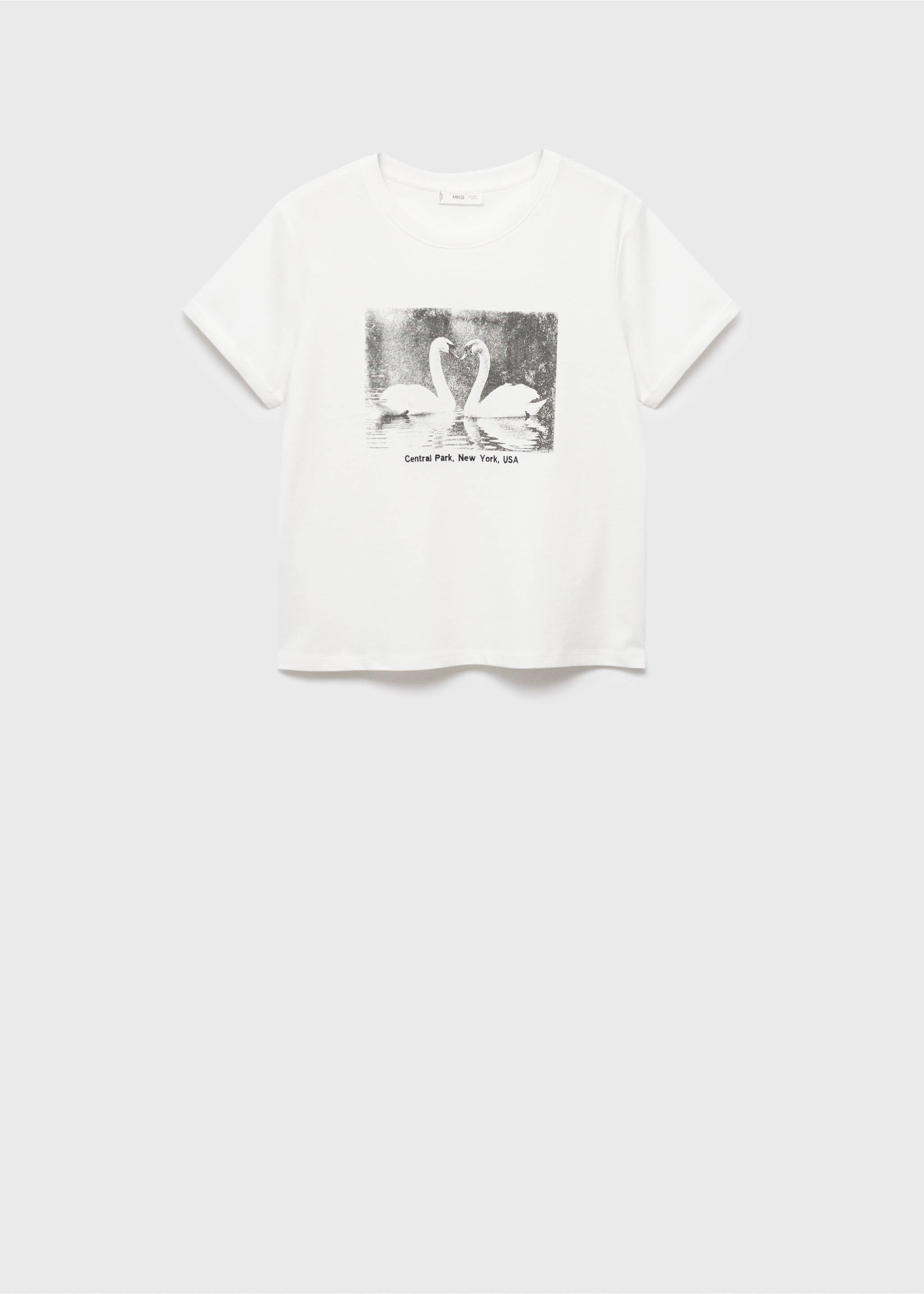 Cotton t-shirt with swan pattern - Article without model, Off White. Ref: 17094071-00.