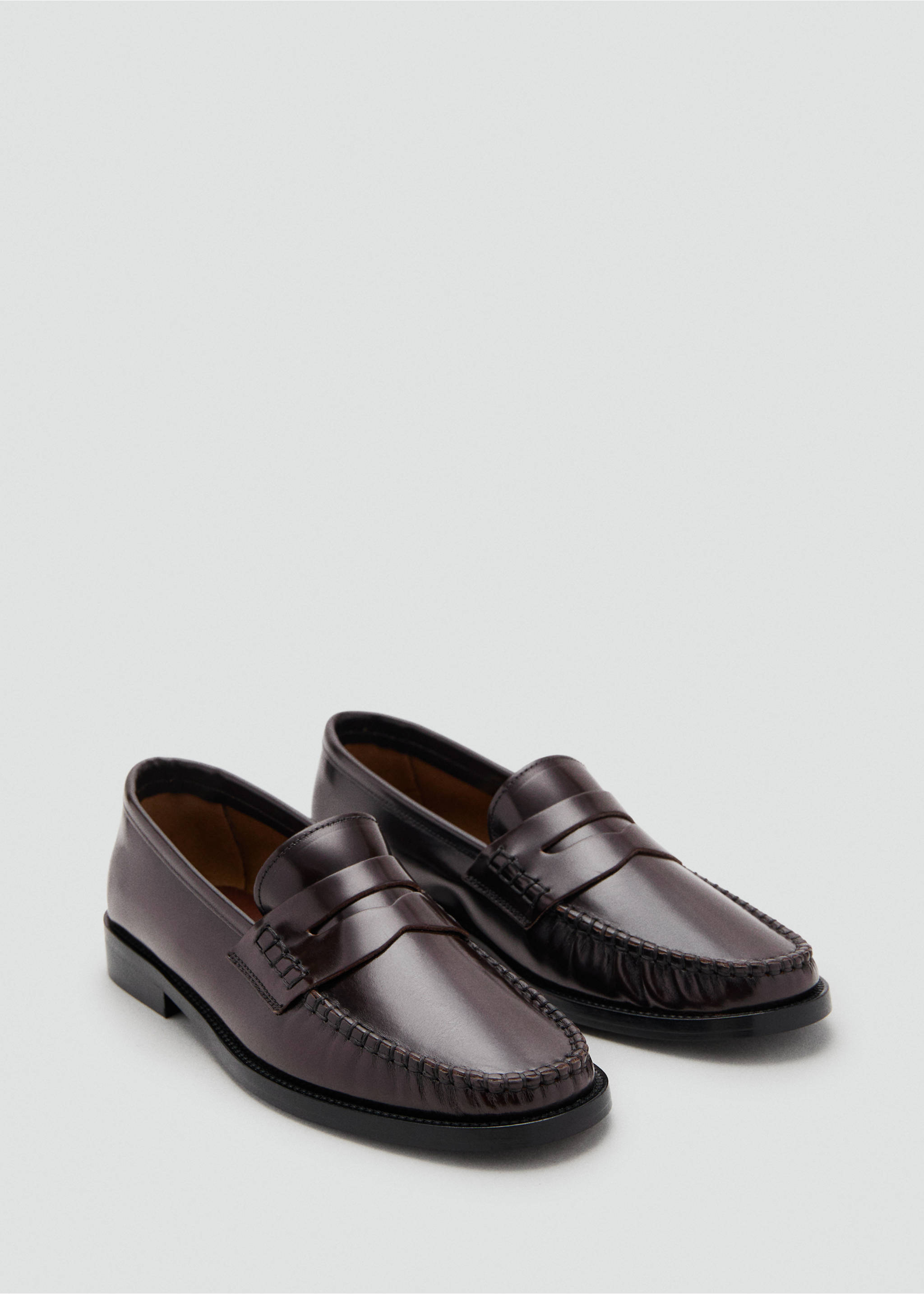 Gathered leather loafers - Medium plane, Chocolate. Ref: 17094072-00.