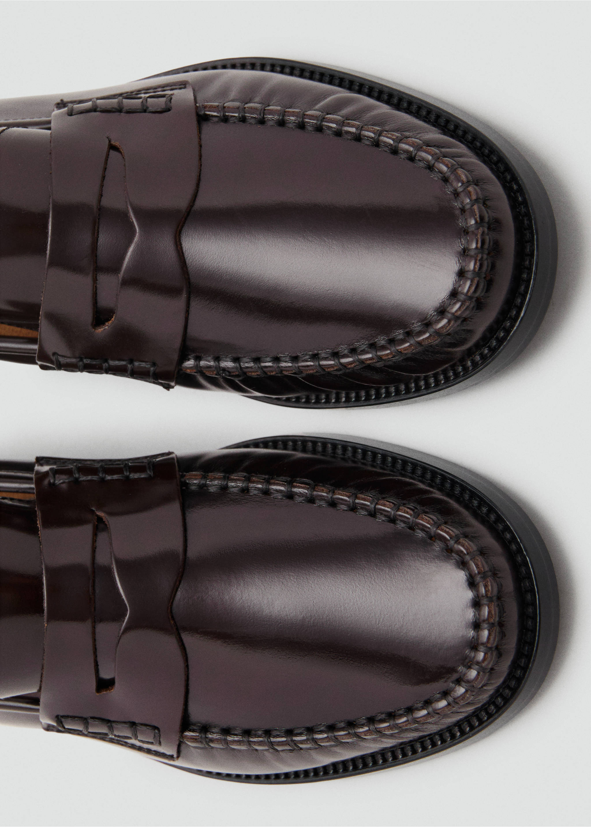 Gathered leather loafers - Details of the article 2, Chocolate. Ref: 17094072-00.
