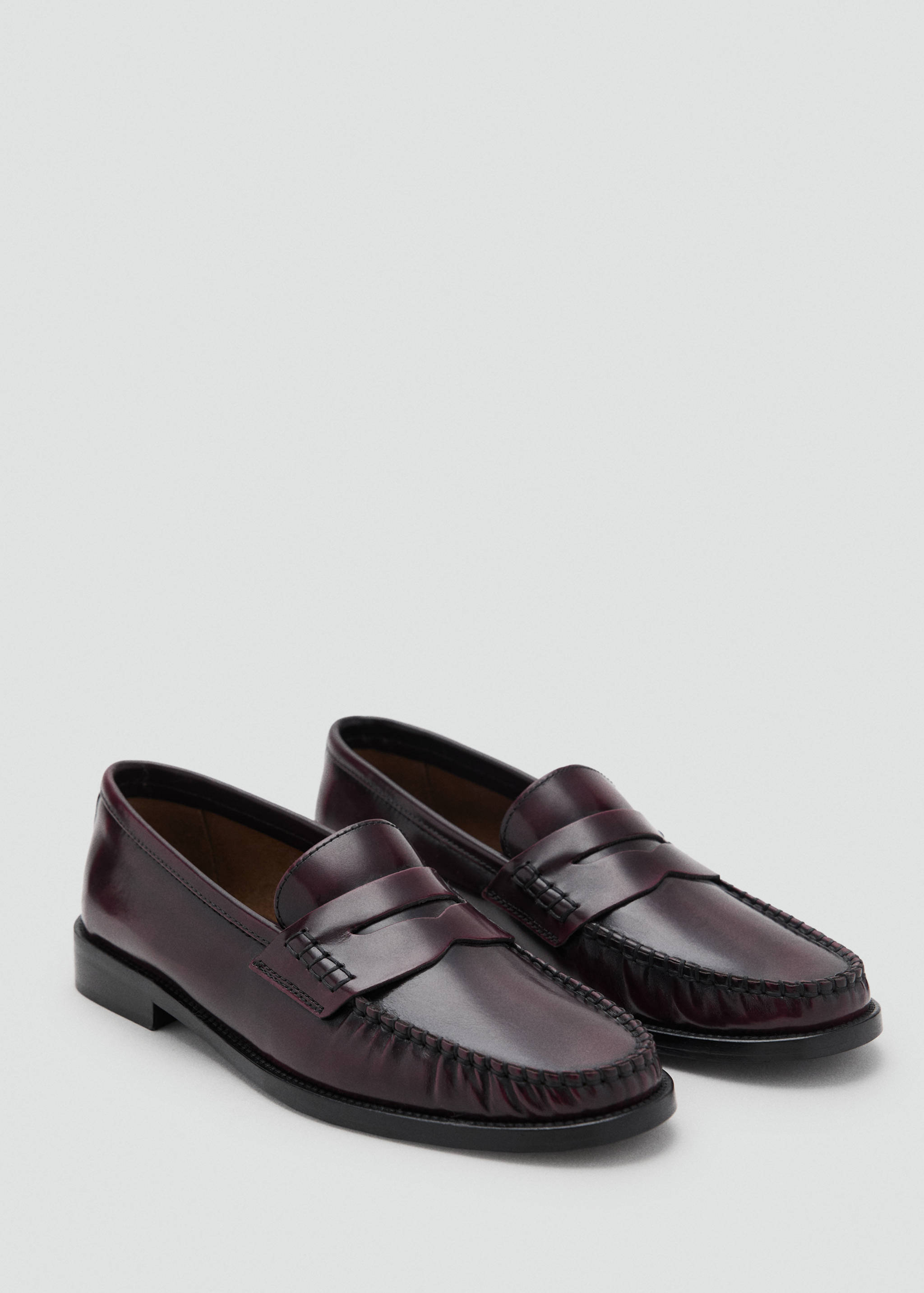 Gathered leather loafers - Medium plane