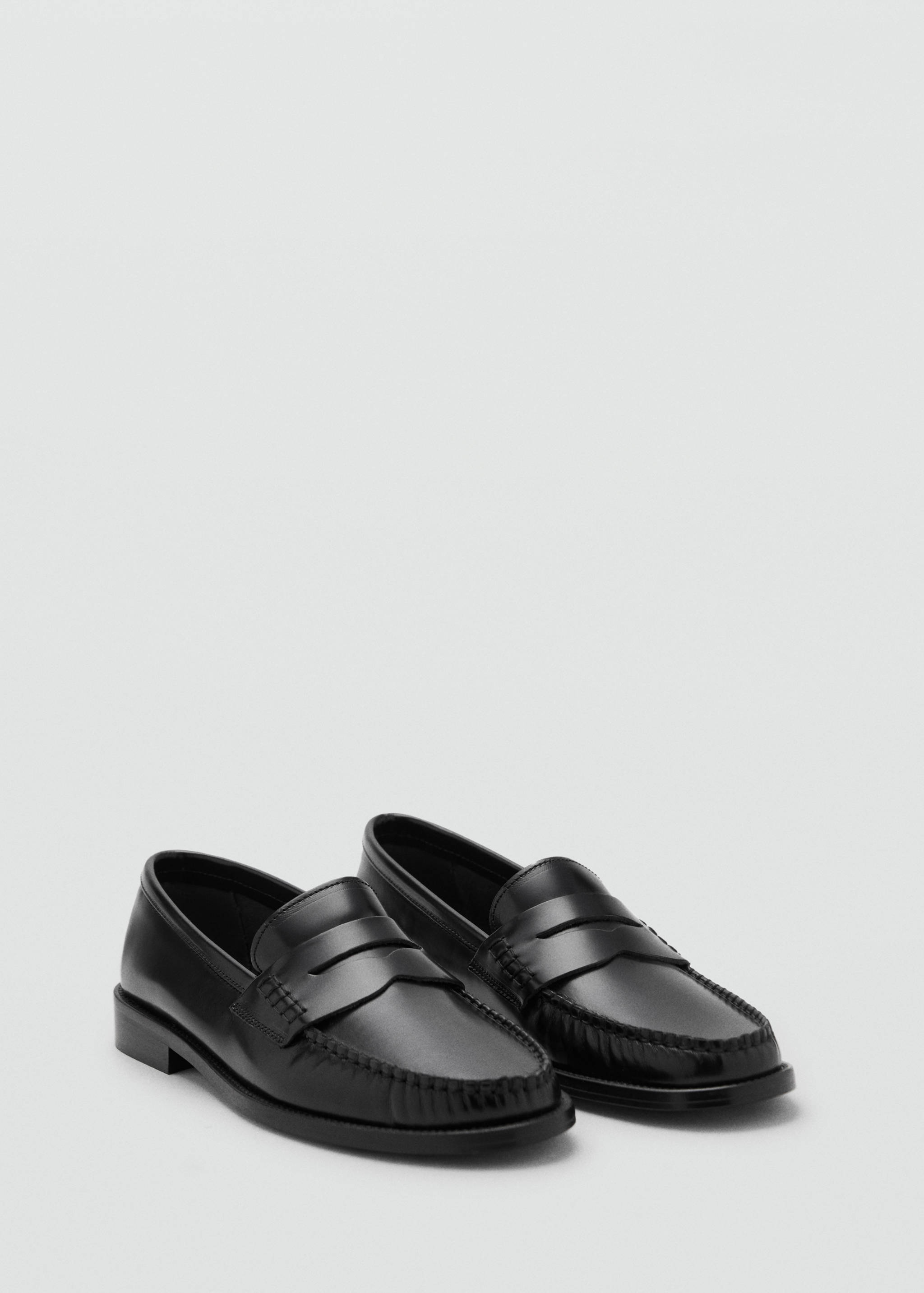 Gathered leather loafers - Medium plane