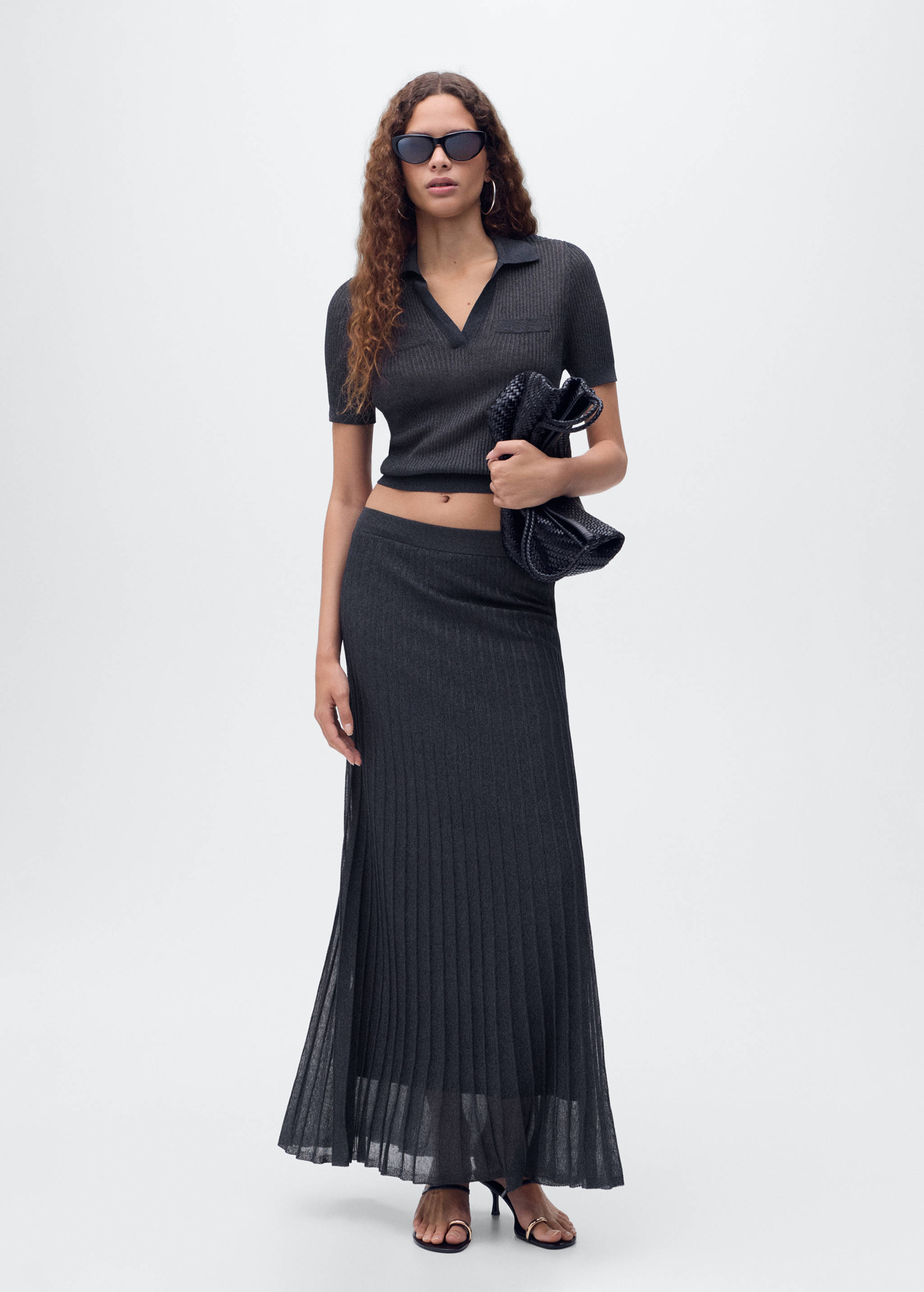 Lurex knitted pleated skirt - General plane
