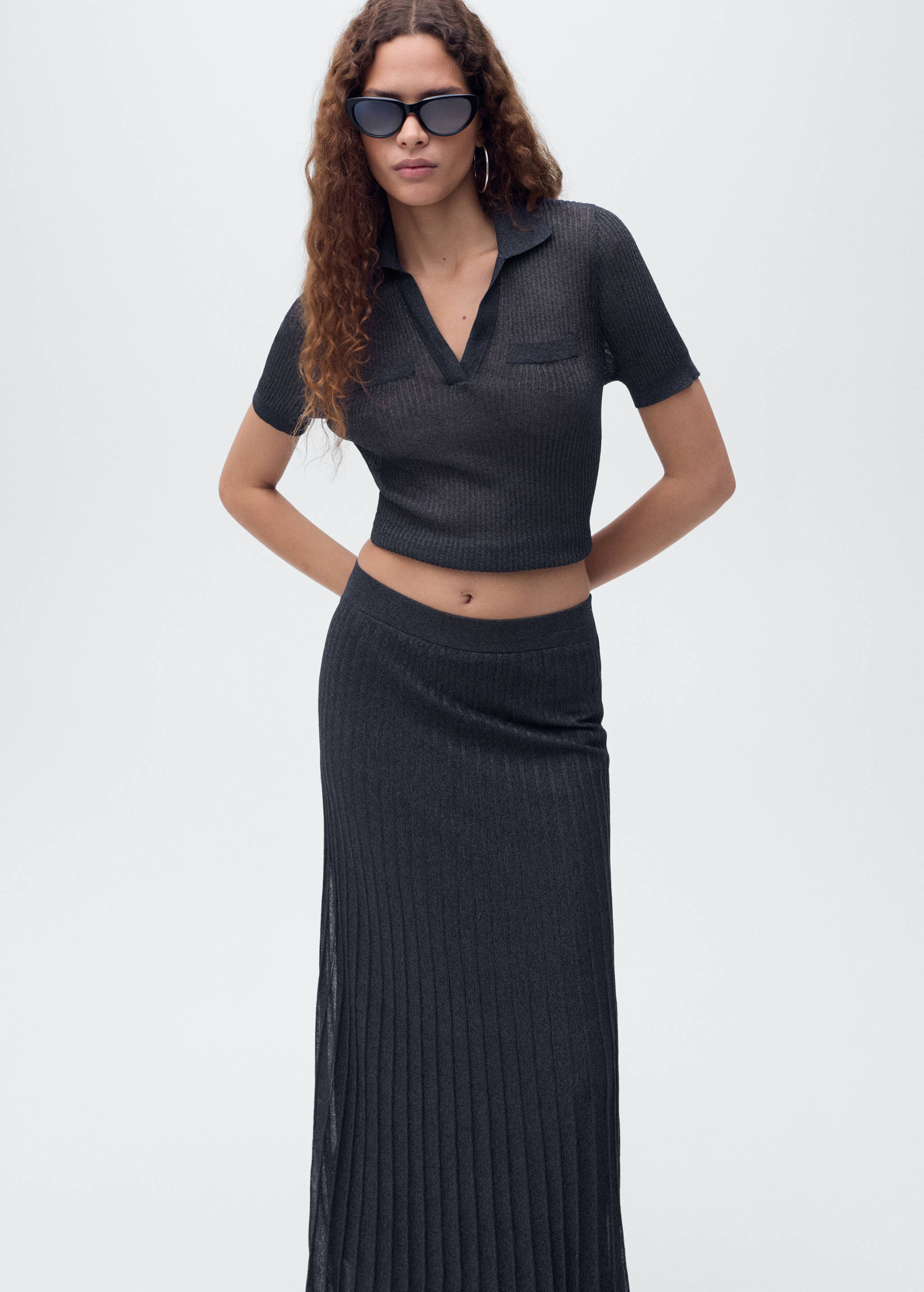 Lurex knitted pleated skirt - Details of the article 1