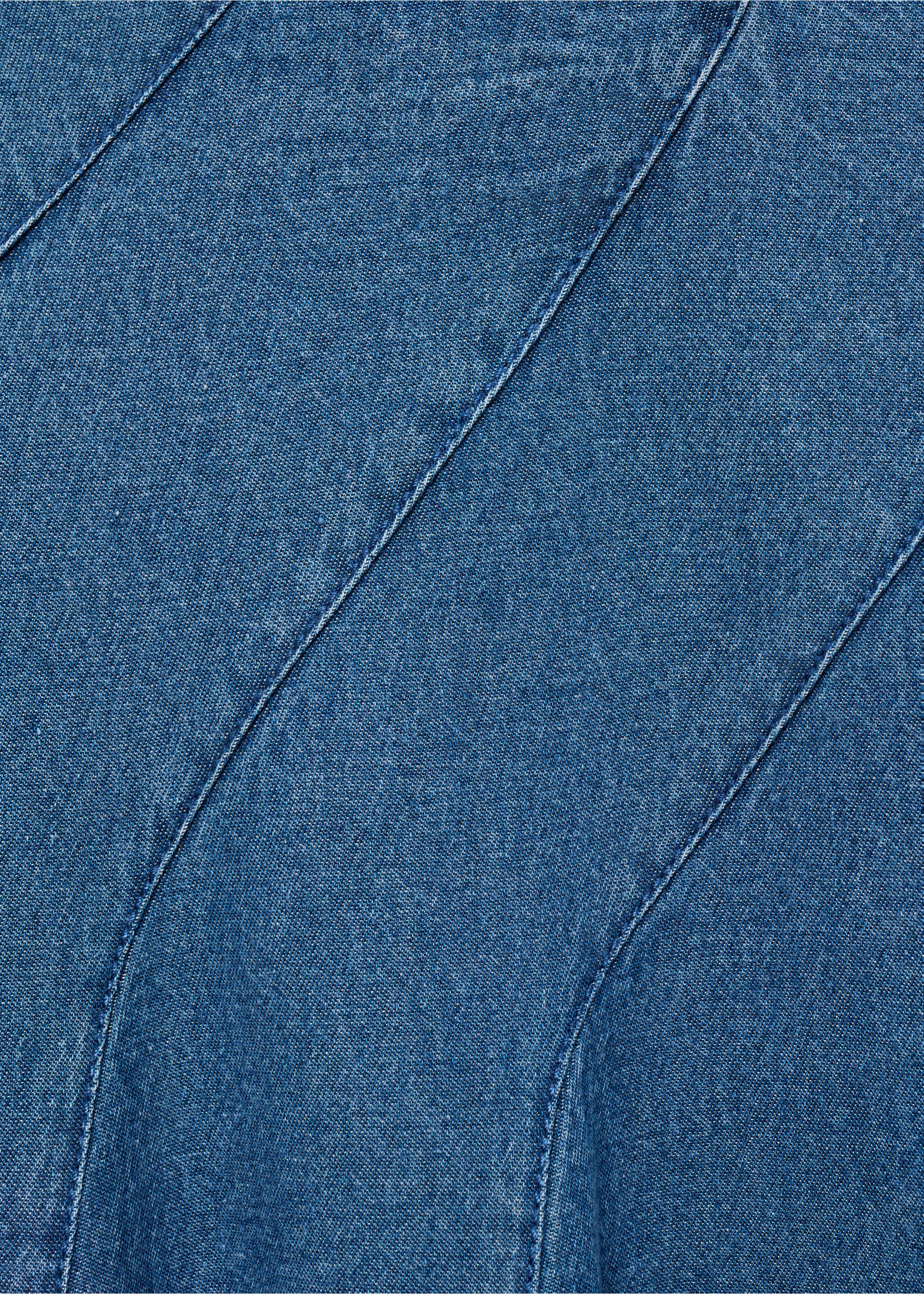 Denim midi-skirt with stitching - Details of the article 8, Medium Blue. Ref: 17094076-00.