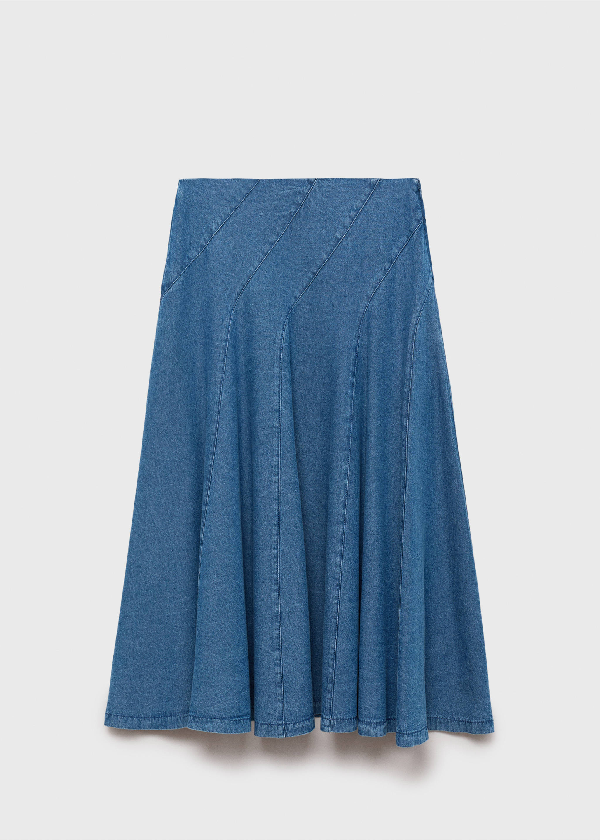Denim midi-skirt with stitching - Article without model, Medium Blue. Ref: 17094076-00.