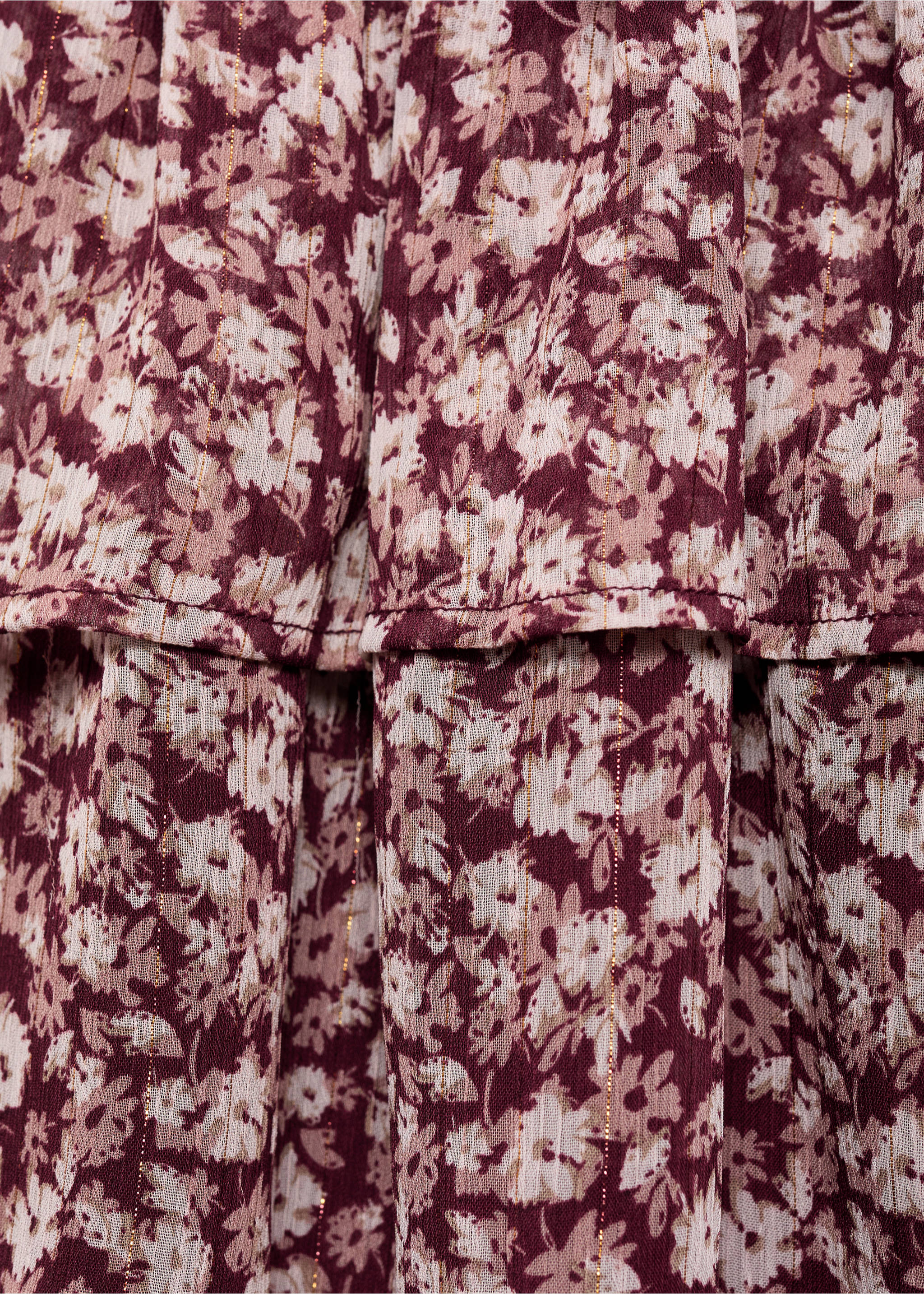 Printed ruffle skirt - Details of the article 8, Maroon. Ref: 17094077-00.