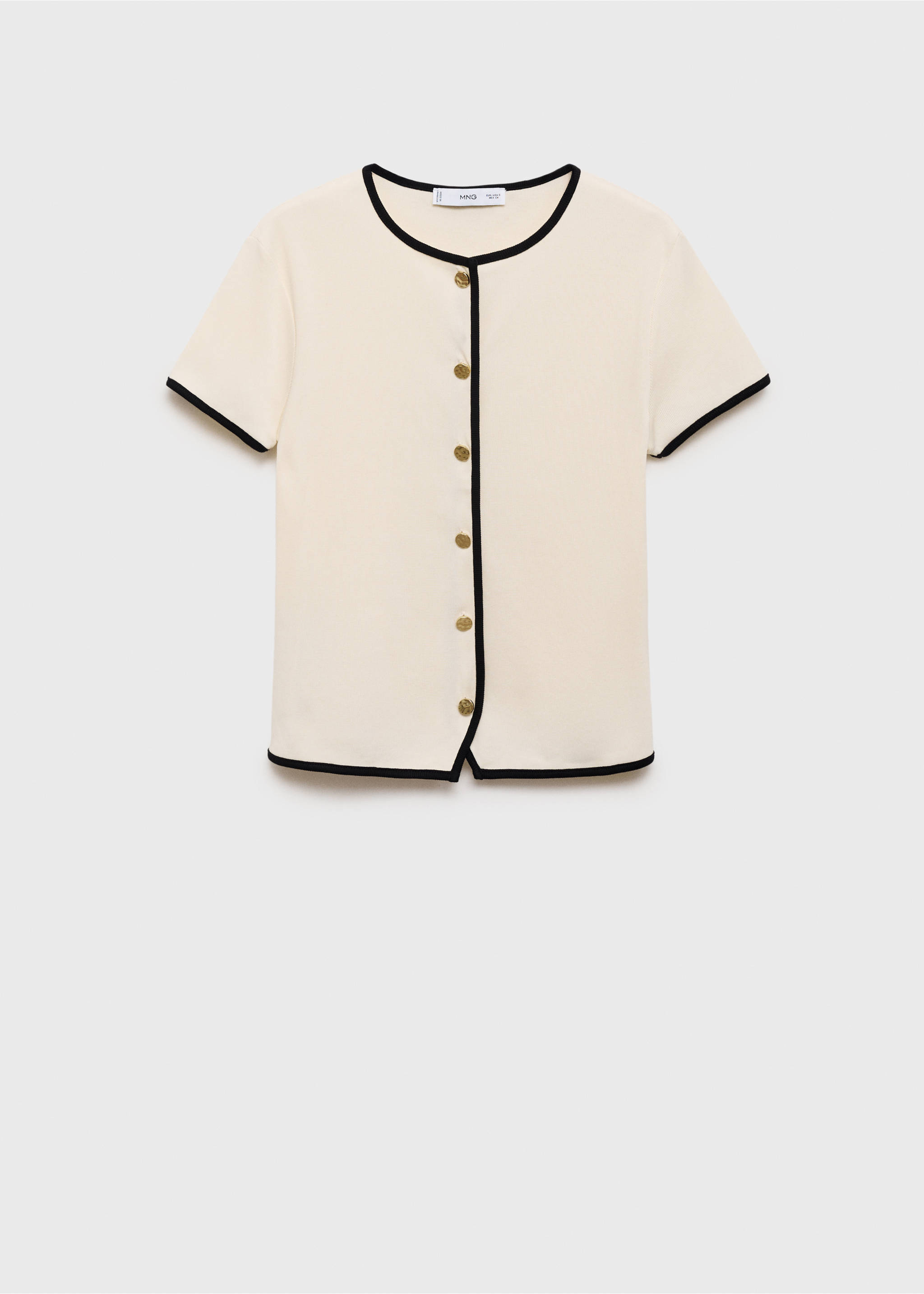 Cotton t-shirt with contrasting trim - Article without model, Ecru. Ref: 17094083-00.