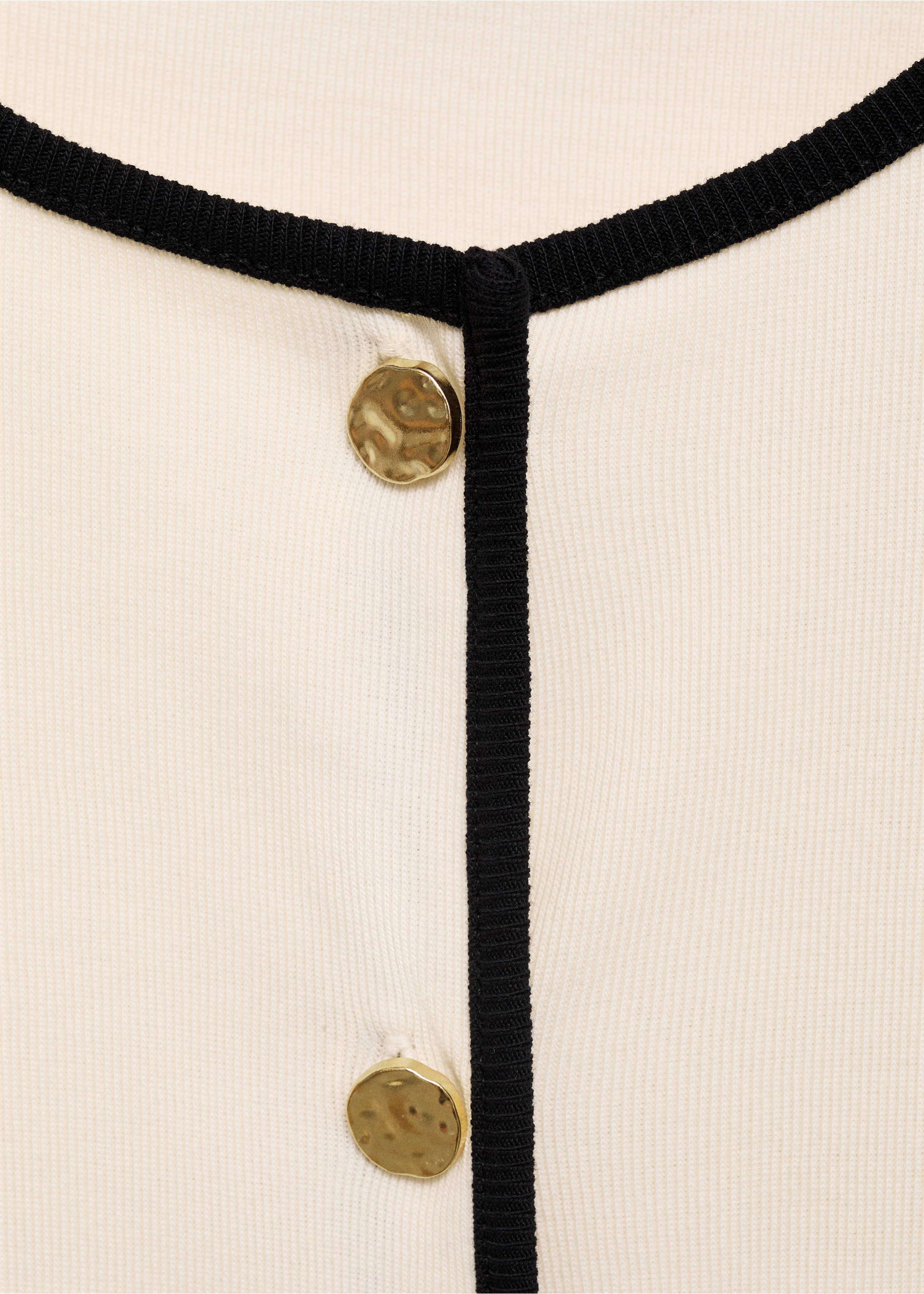 Cotton t-shirt with contrasting trim - Details of the article 8, Ecru. Ref: 17094083-00.