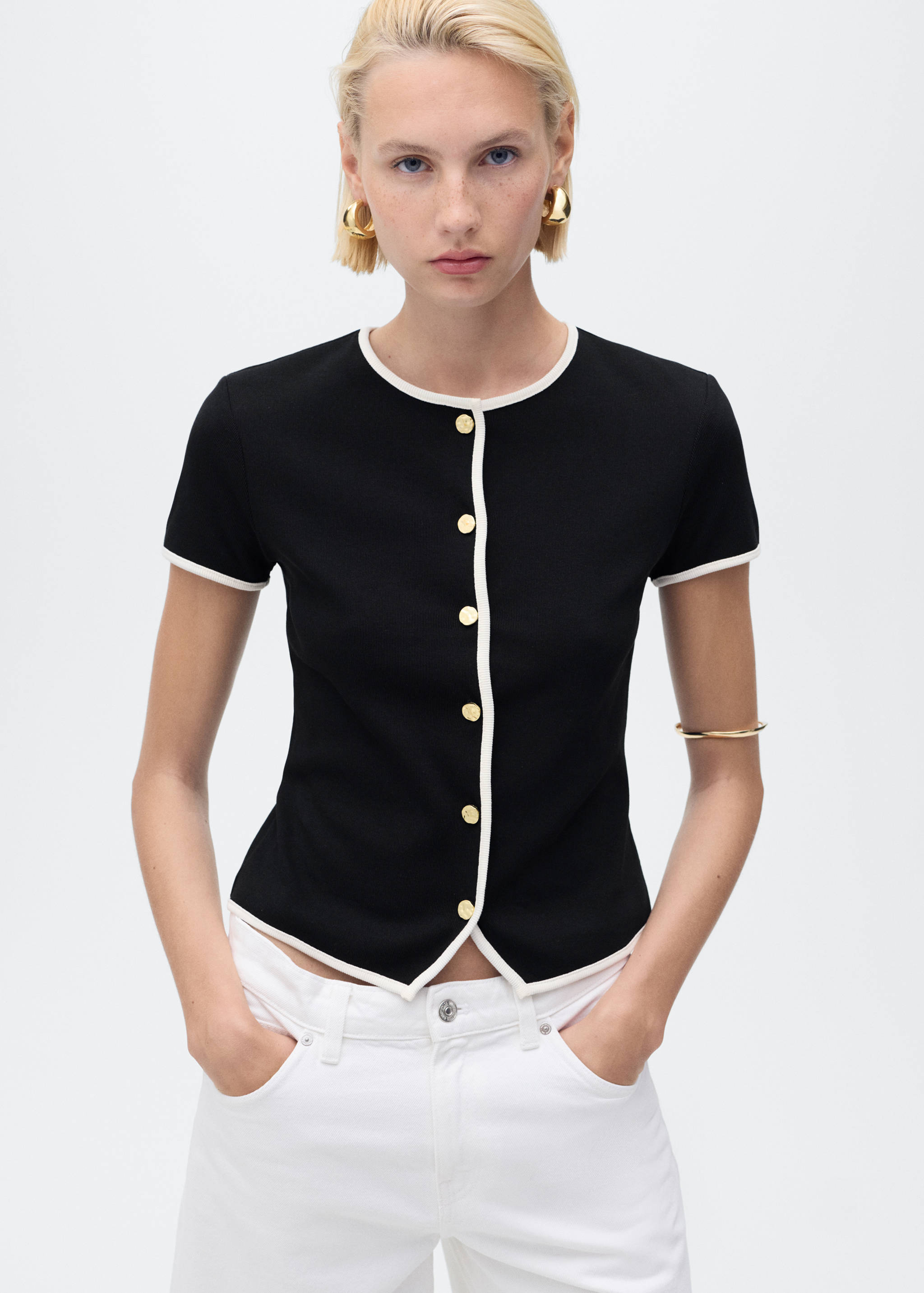 Cotton t-shirt with contrasting trim - Medium plane