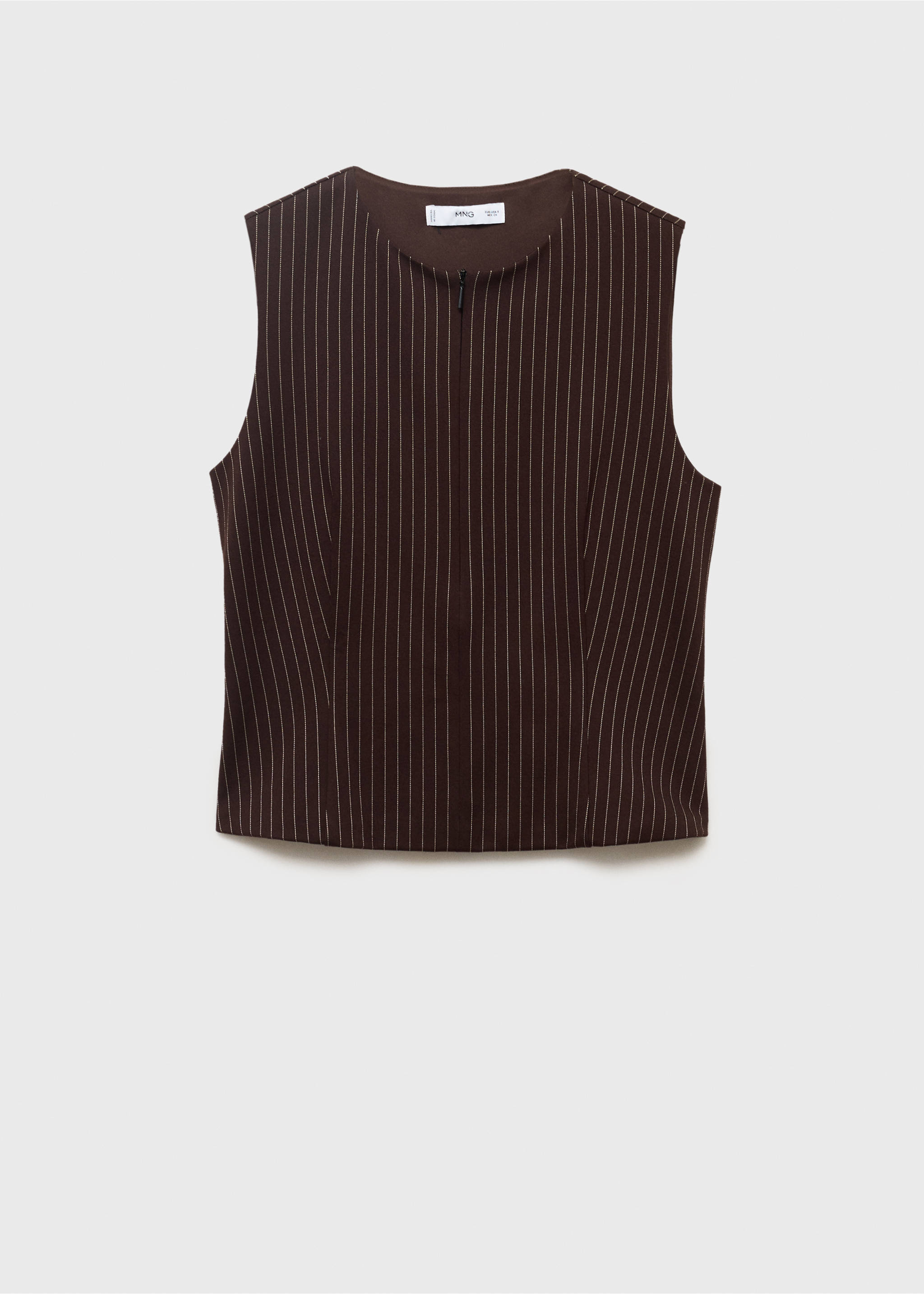 Fitted zip-up top - Article without model, Brown. Ref: 17094085-00.
