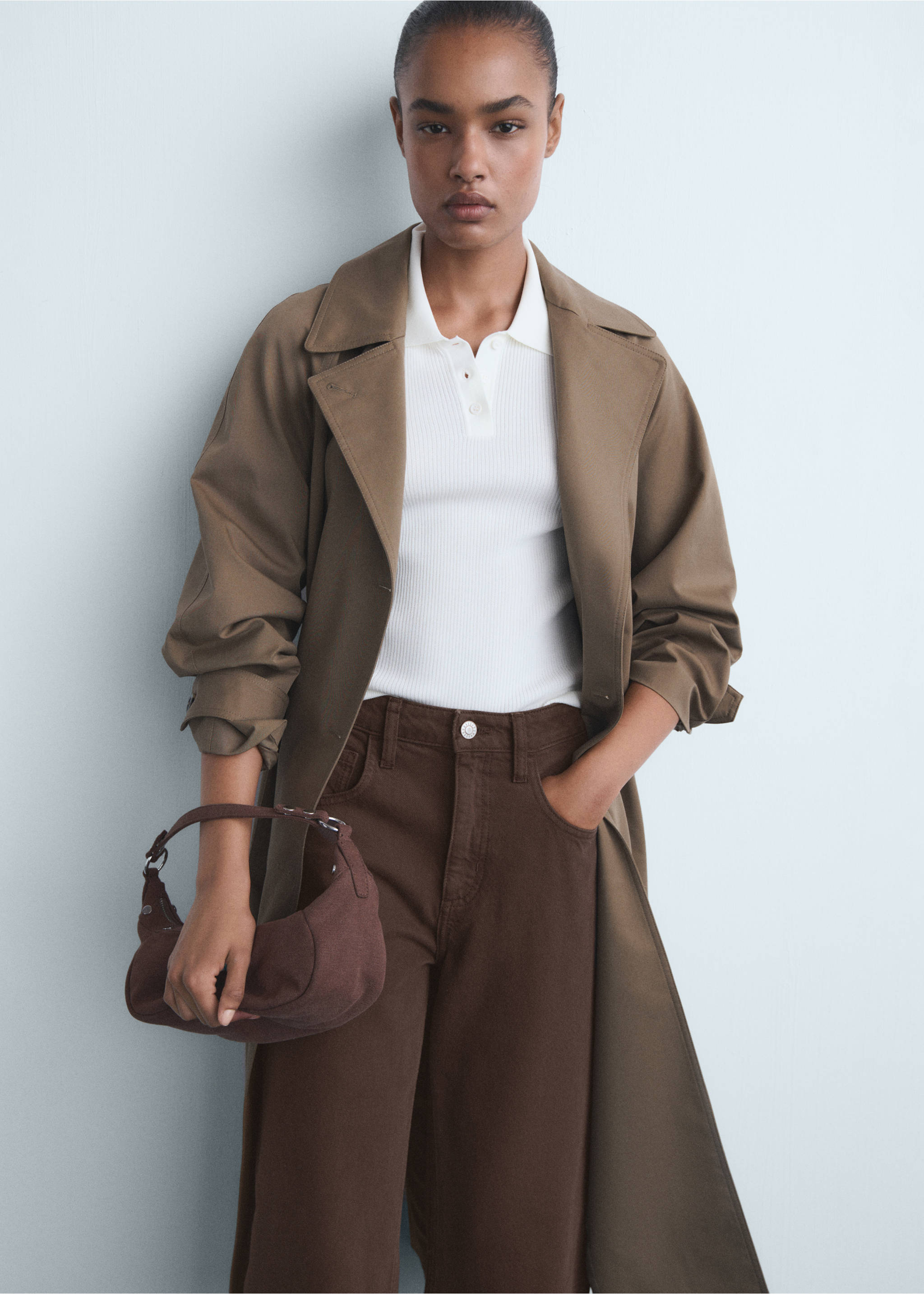 High-waisted barrel jeans - Details of the article 1, Chocolate. Ref: 17094091-00.