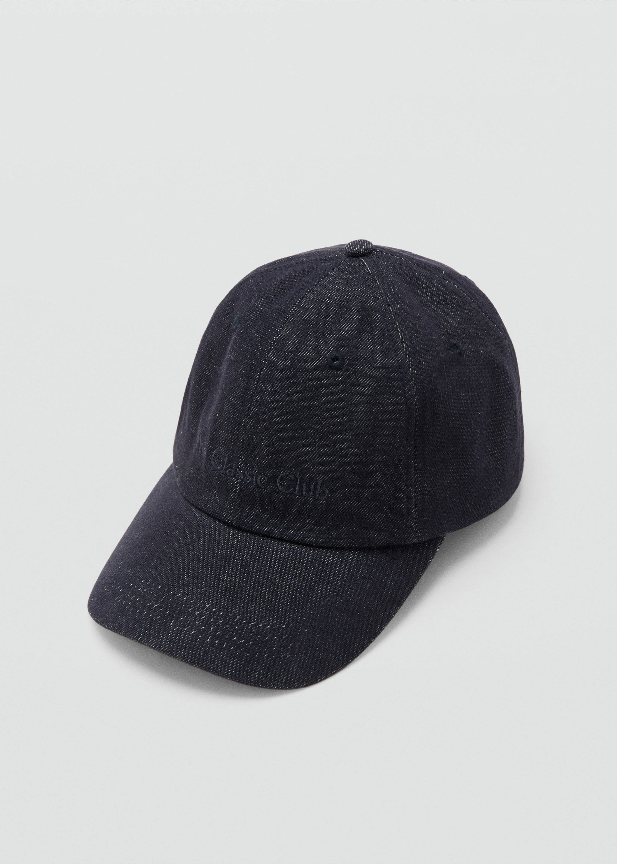 Cotton cap with embroidered slogan - Details of the article 2, Dark Blue. Ref: 17094092-00.