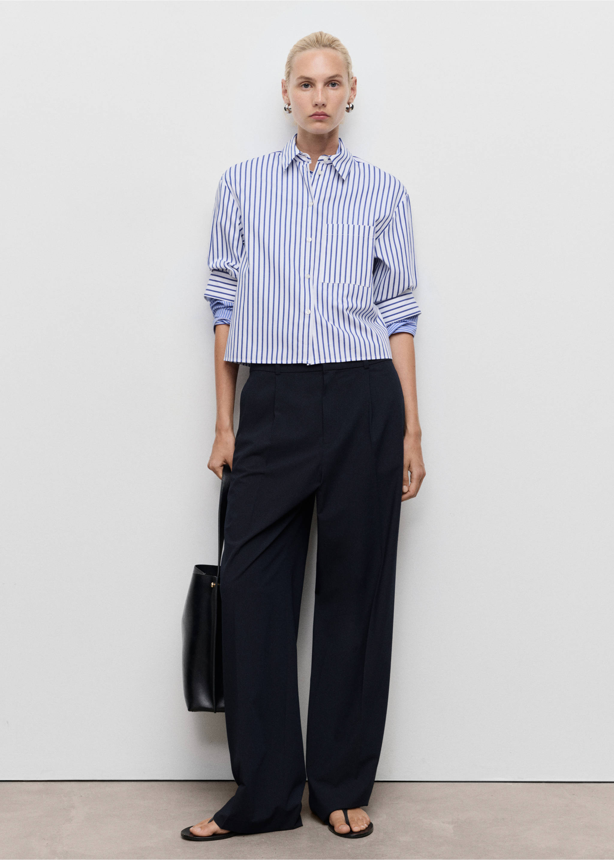 Low-rise wide leg trousers - General plane, Navy. Ref: 17094096-00.