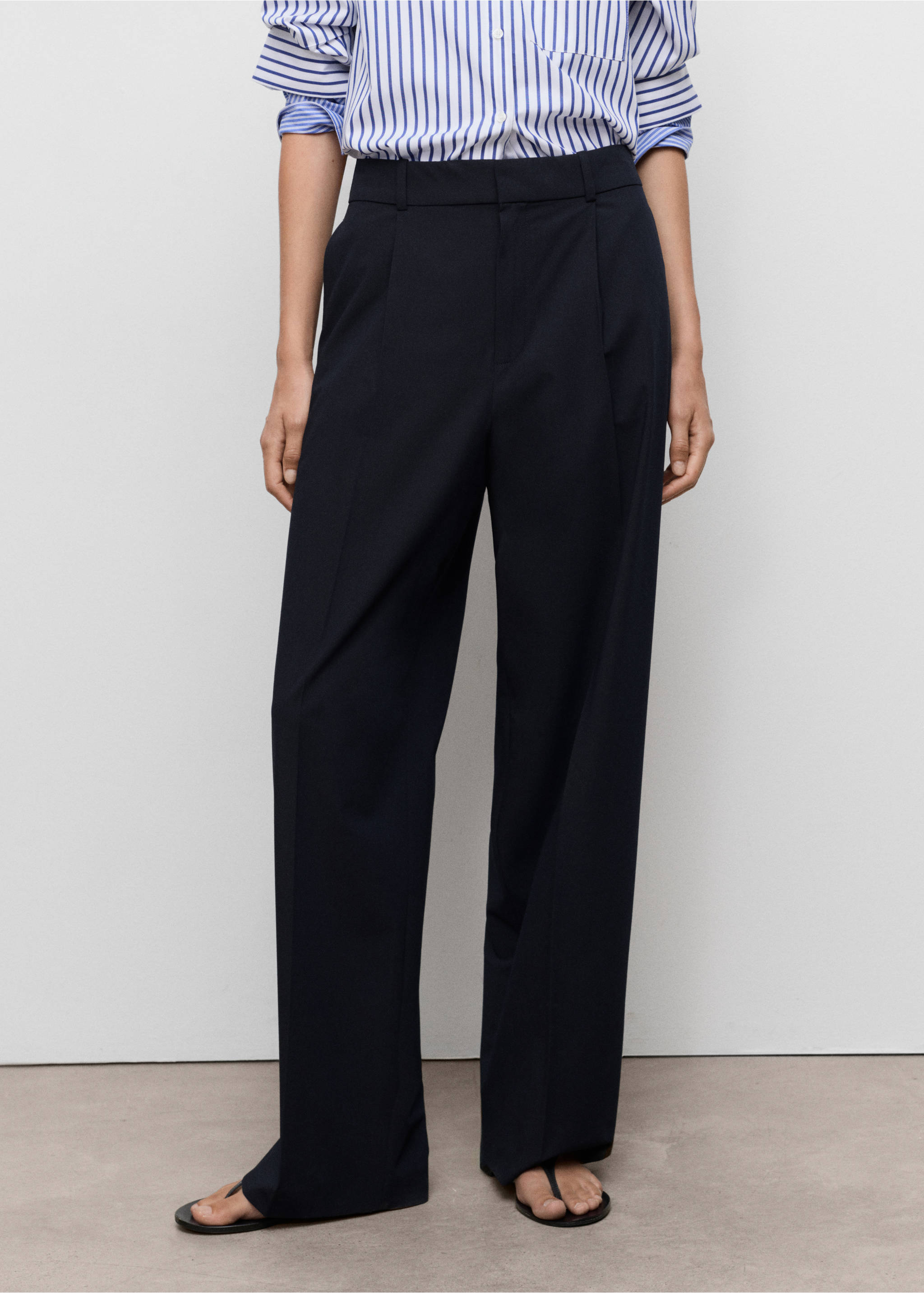 Low-rise wide leg trousers - Medium plane, Navy. Ref: 17094096-00.