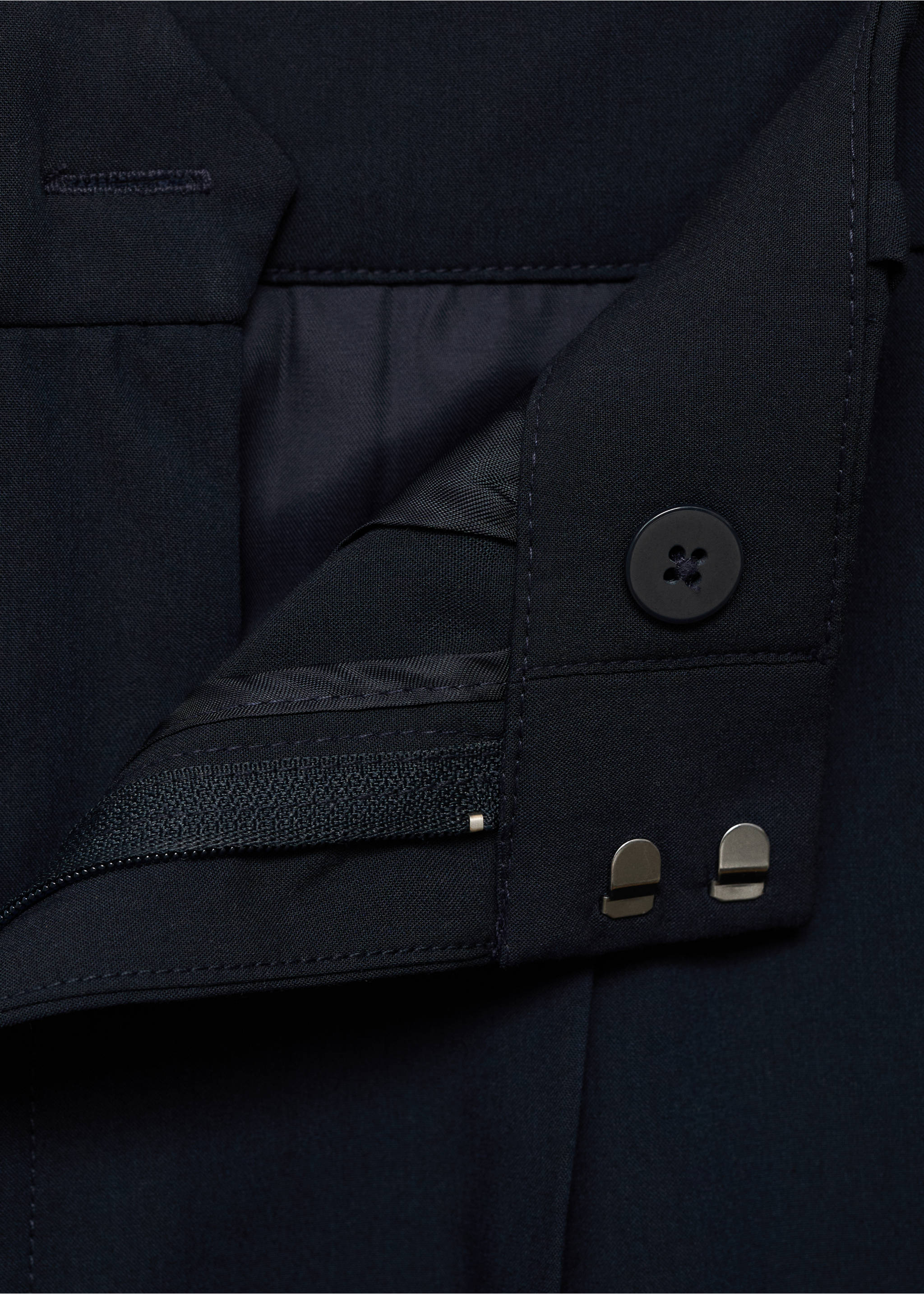 Low-rise wide leg trousers - Details of the article 8, Navy. Ref: 17094096-00.