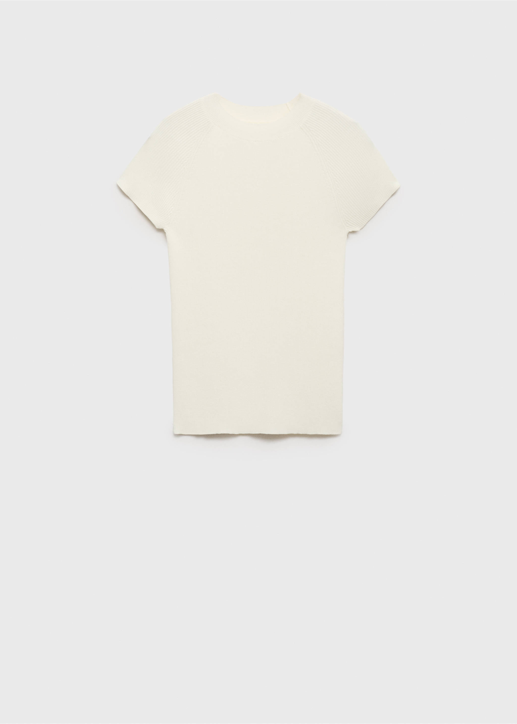 Ribbed-knit short-sleeved sweater - Article without model, Ecru. Ref: 17094097-00.