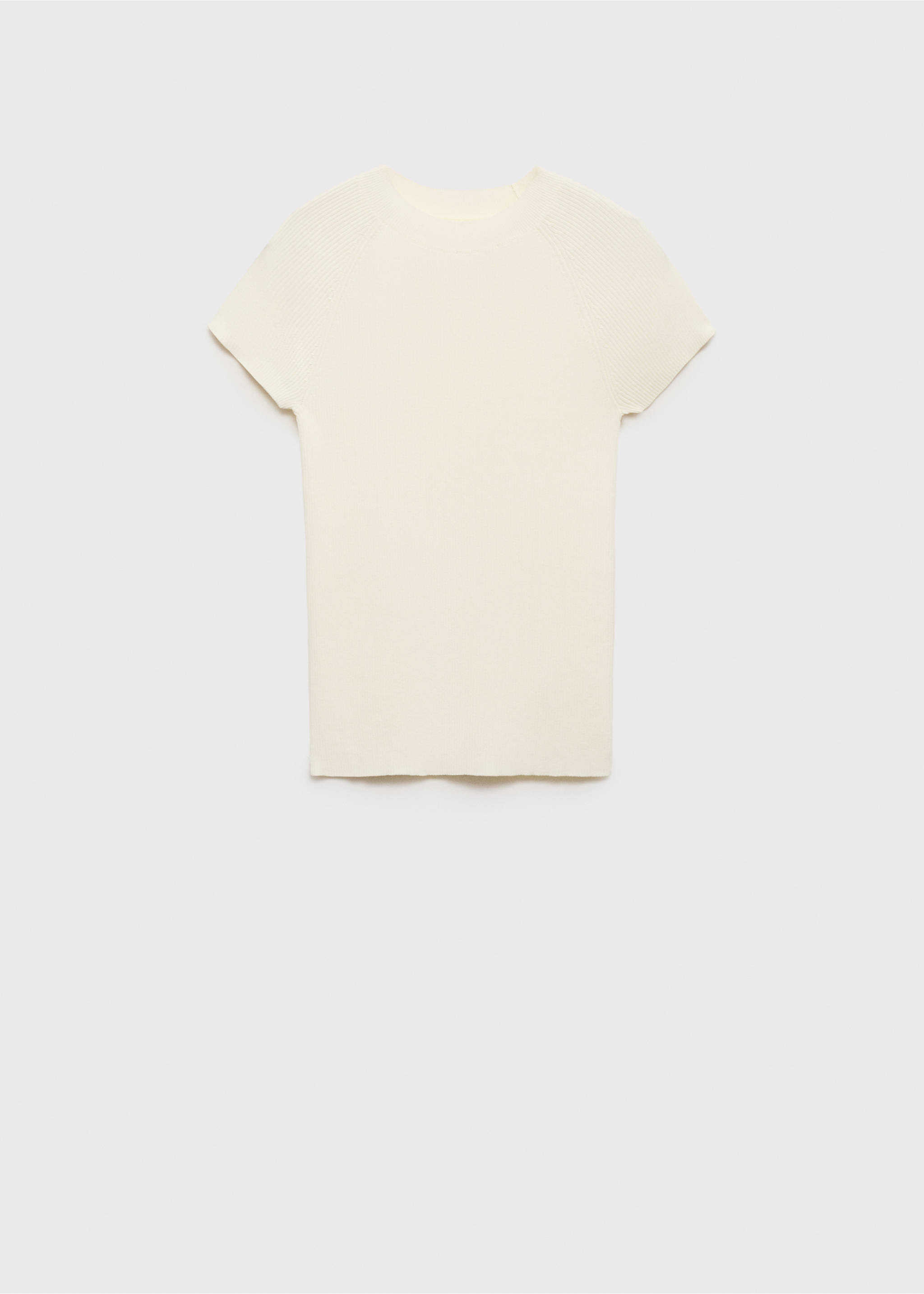 Ribbed-knit short-sleeved sweater - Article without model, Ecru. Ref: 17094097-00.