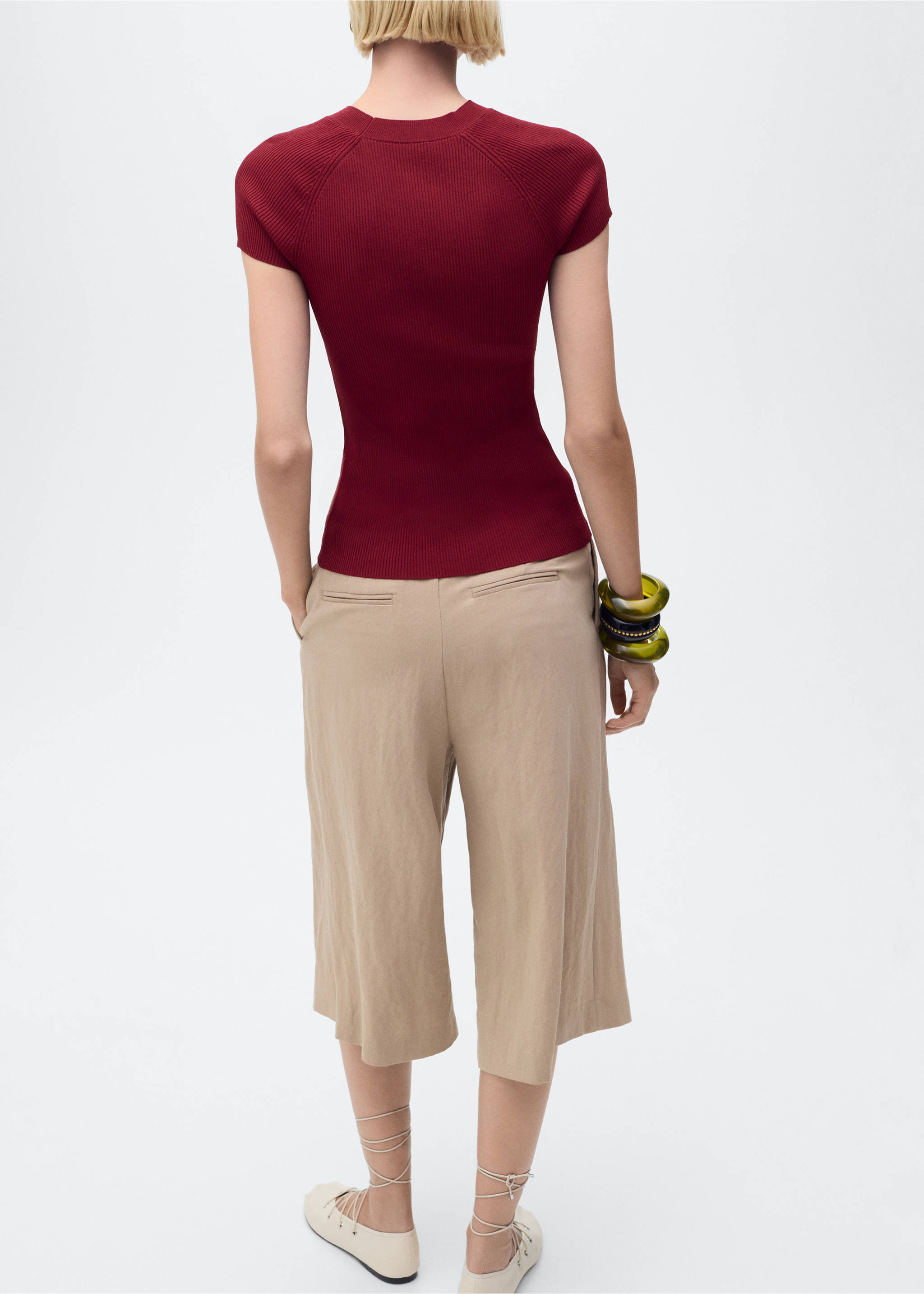 Jersei punt canalé màniga curta - Revers de l'article, Vermell. Ref: 17094097-00.