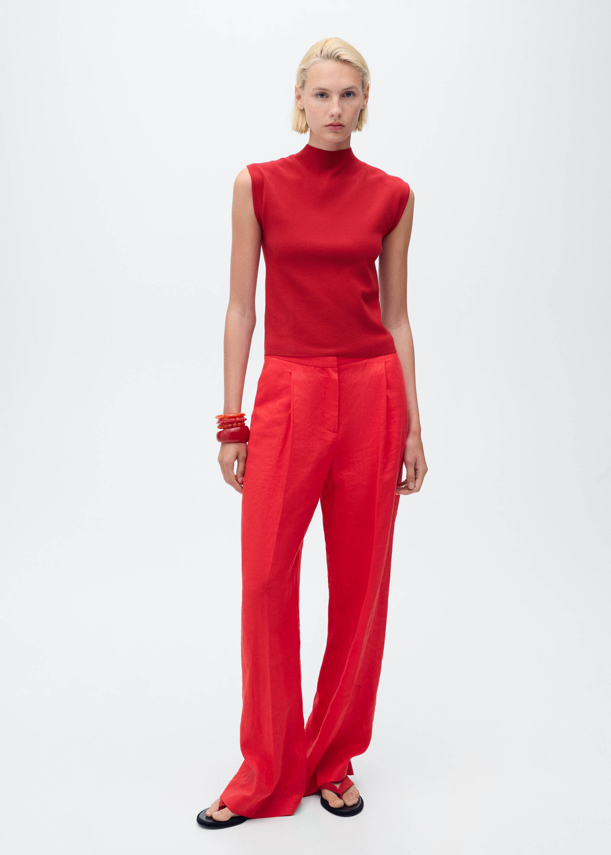 Perkins-neck knitted top - General plane