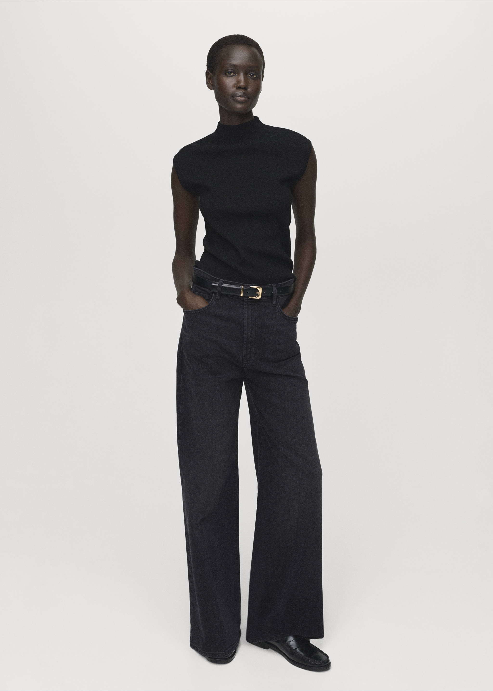 Perkins-neck knitted top - General plane, Black. Ref: 17094098-00.