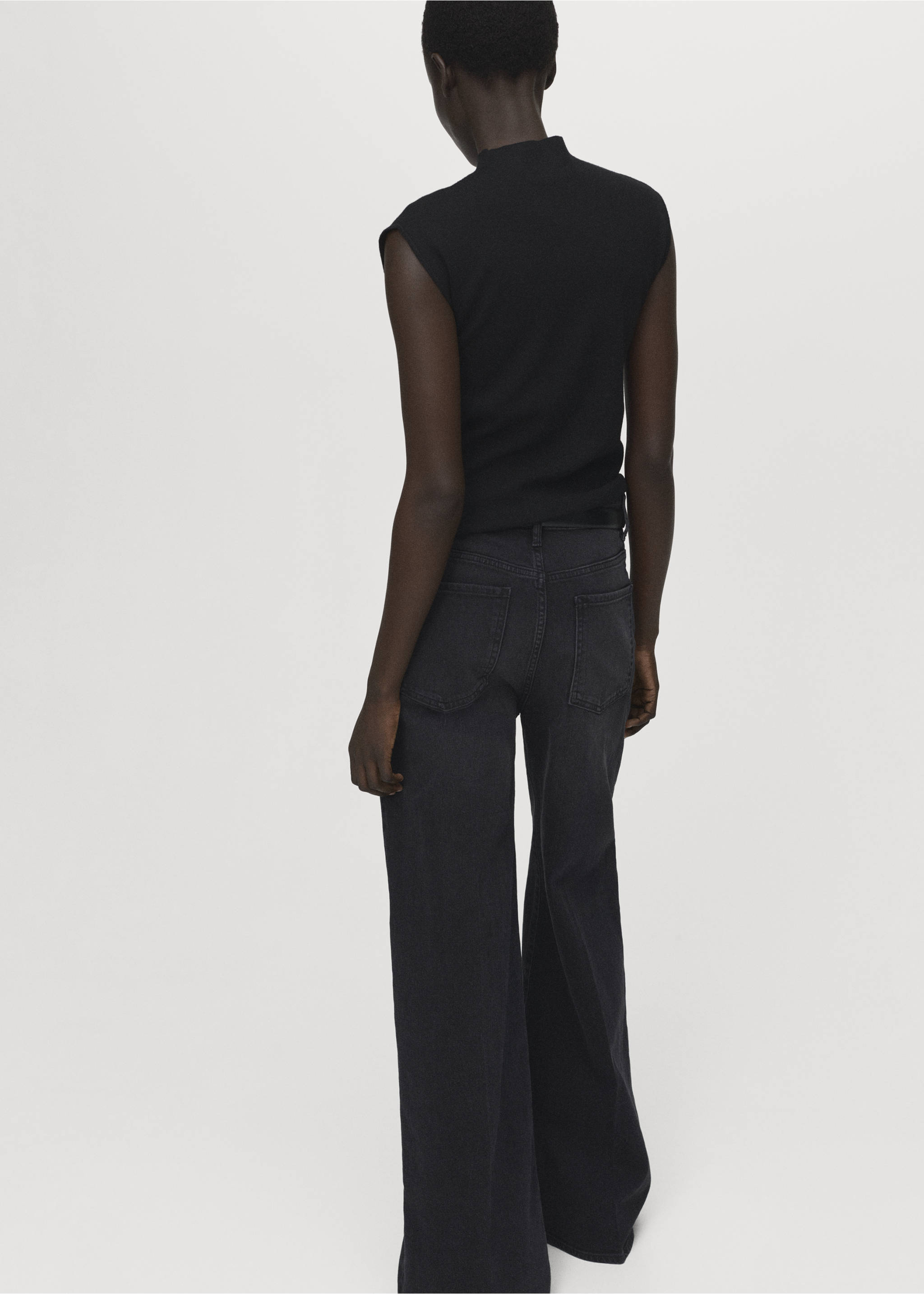 Perkins-neck knitted top - Reverse of the article, Black. Ref: 17094098-00.
