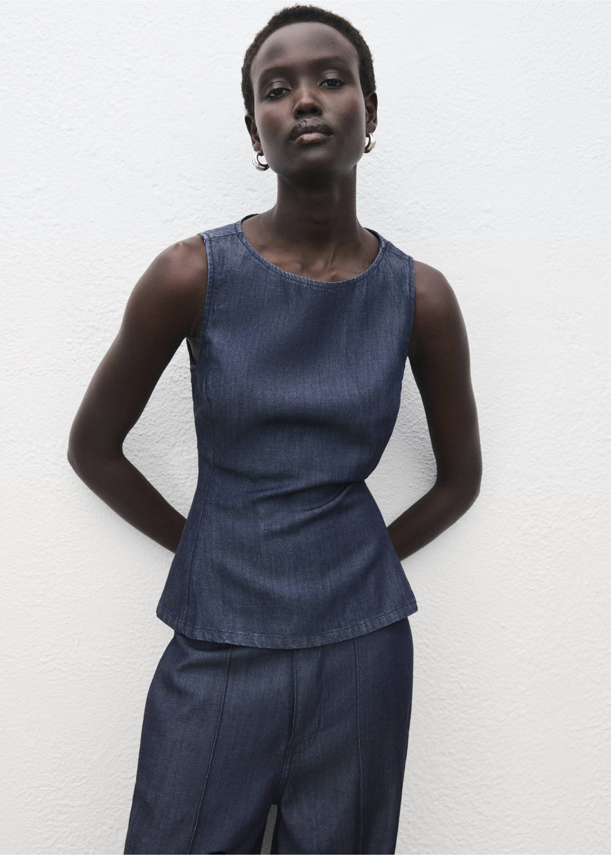 Denim crop top - Middenvlak, Open blauw. Ref: 17094101-00.