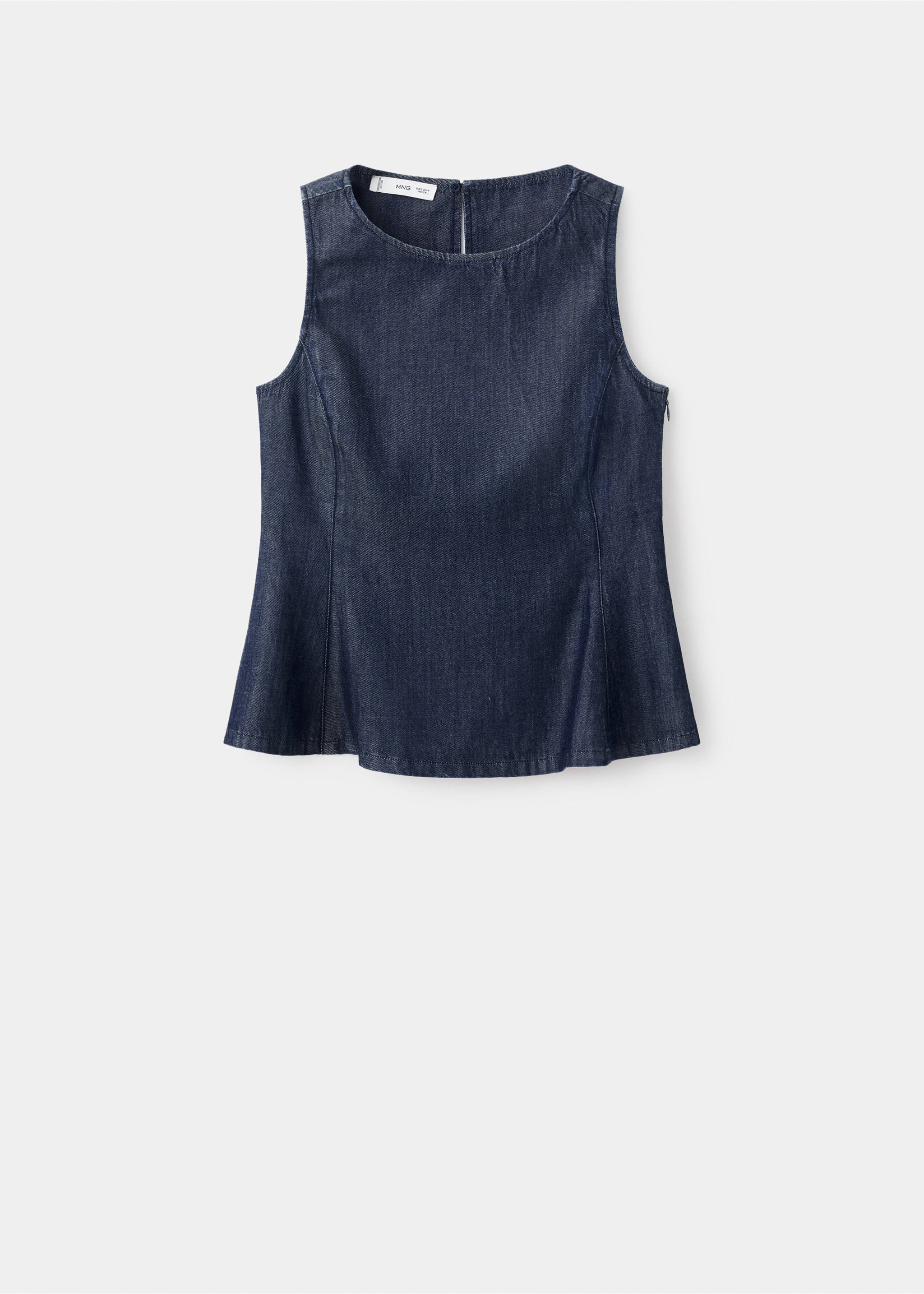 Top crop denim - Articolo senza modello, Blu. Ref: 17094101-00.