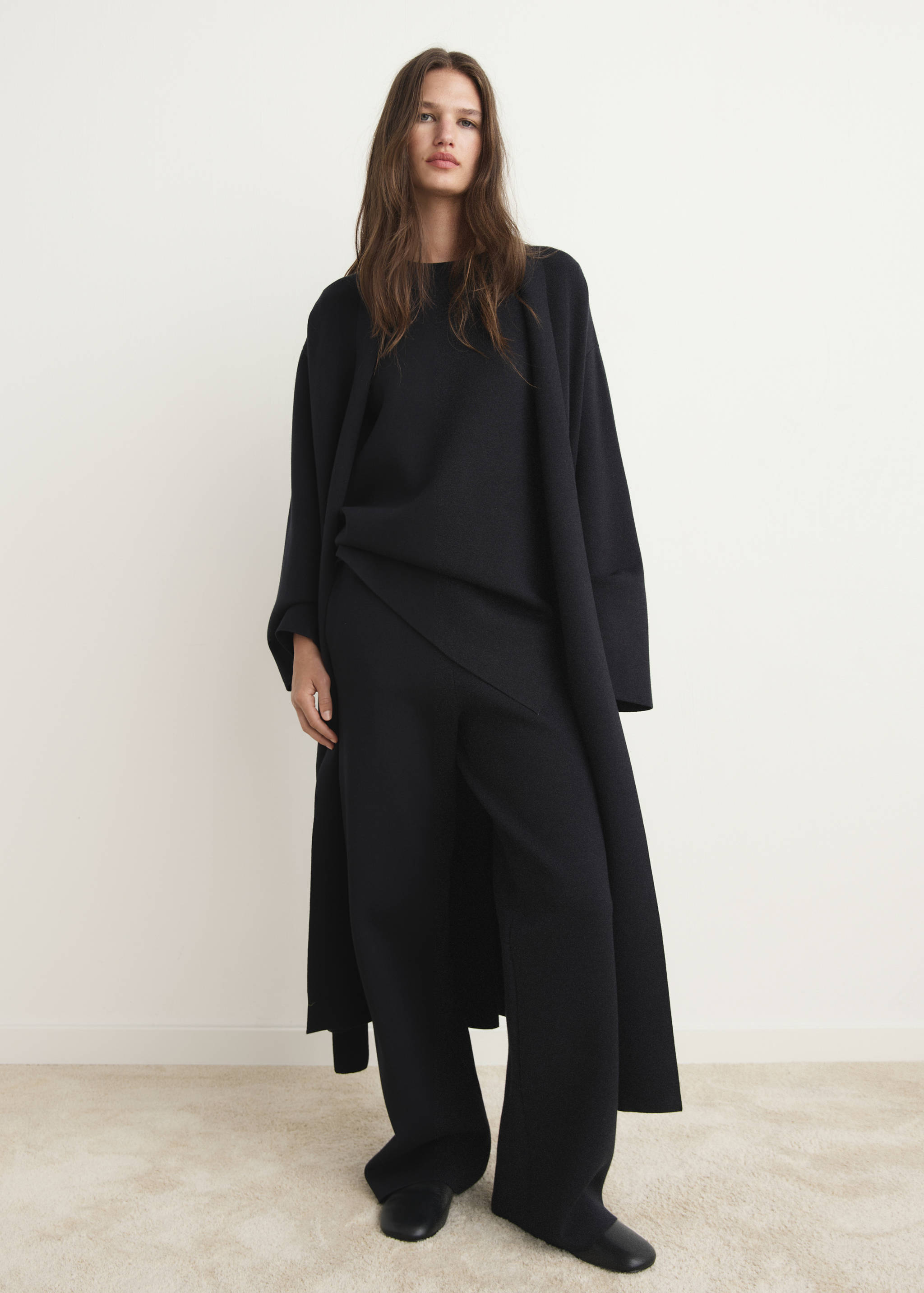 Langer Cardigan aus Milano-Strick - Allgemeine Ansicht