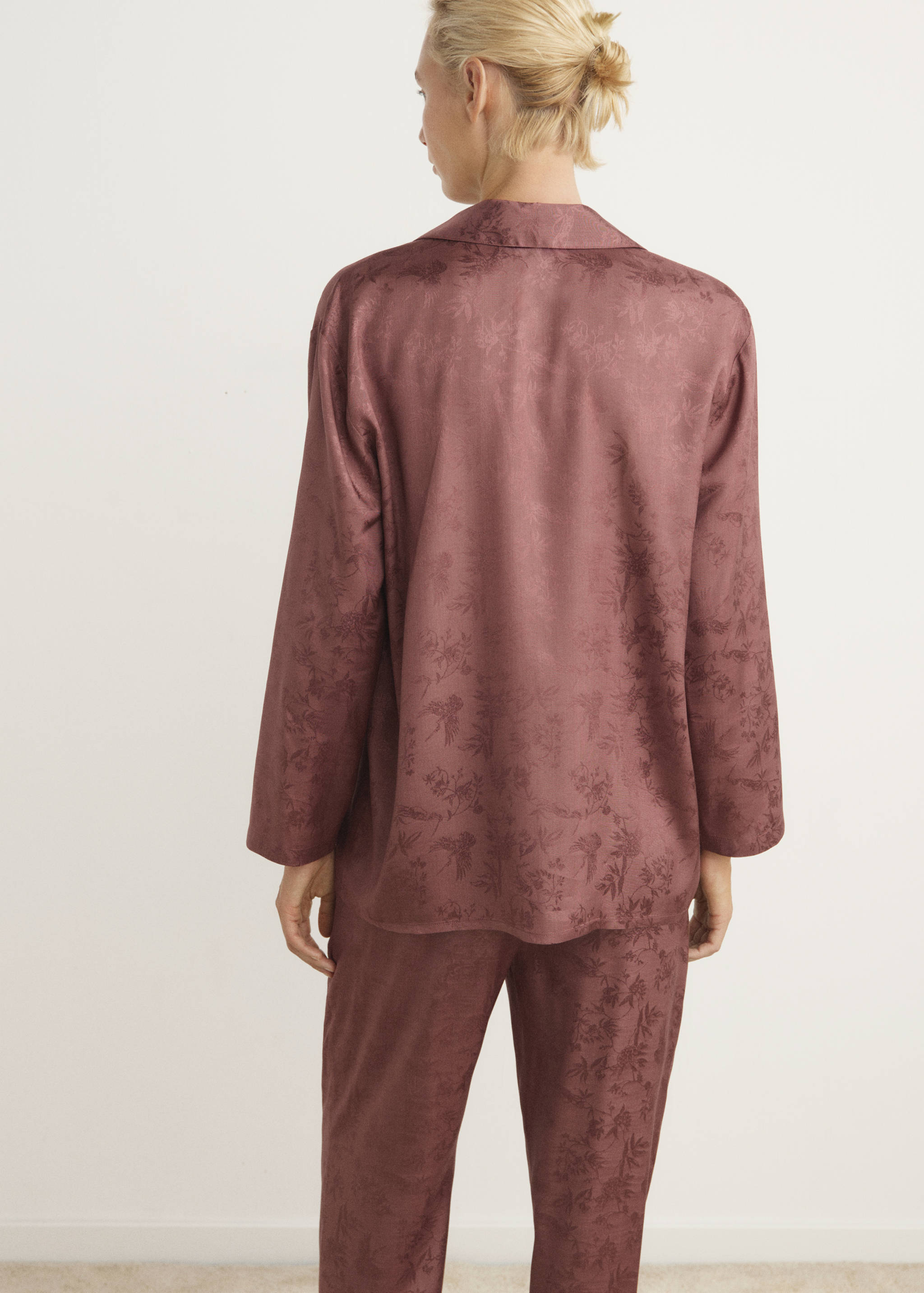 Jacquard satin pyjama shirt - Reverse of the article