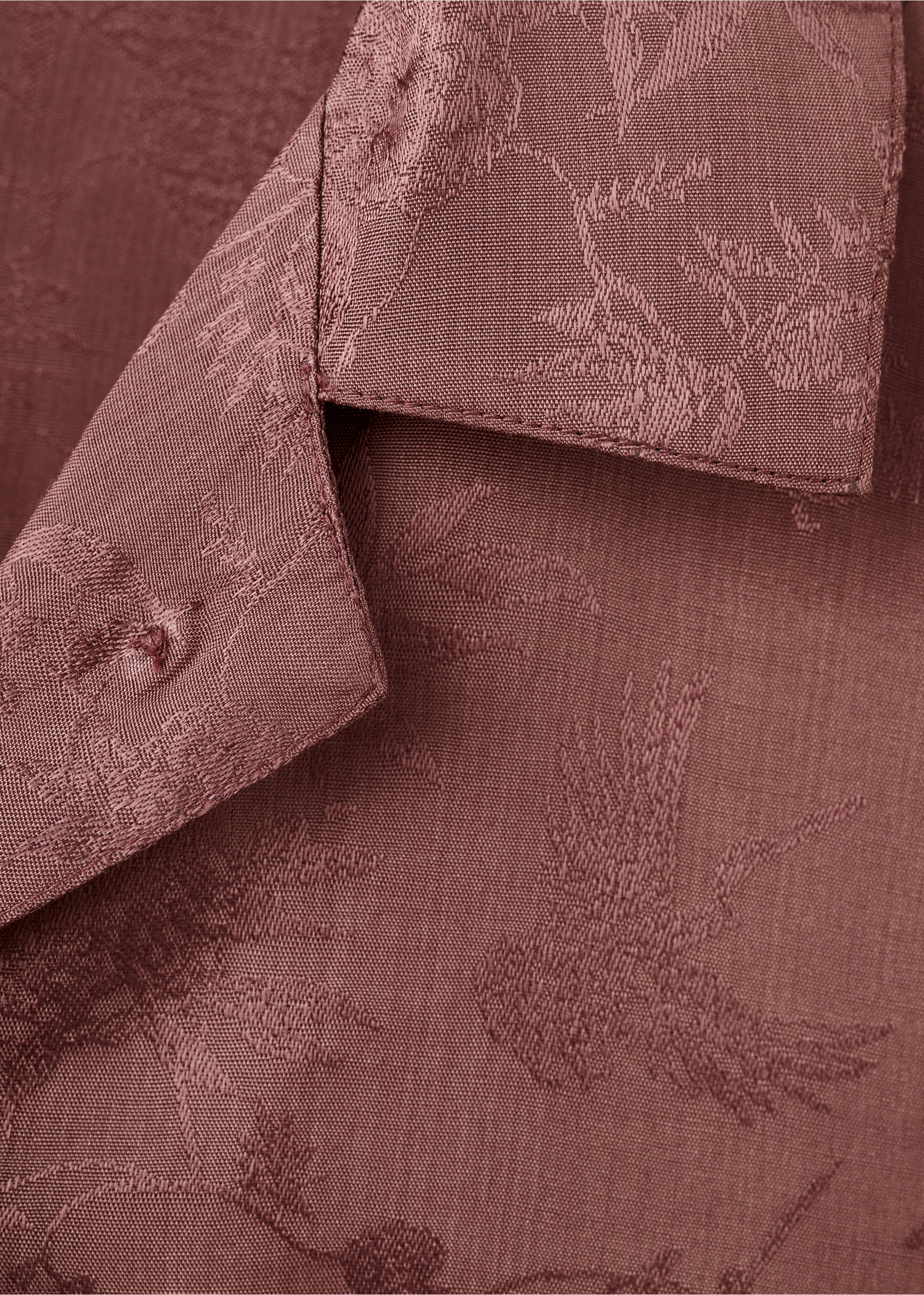 Jacquard satin pyjama shirt - Details of the article 8, Brown. Ref: 17094106-00.