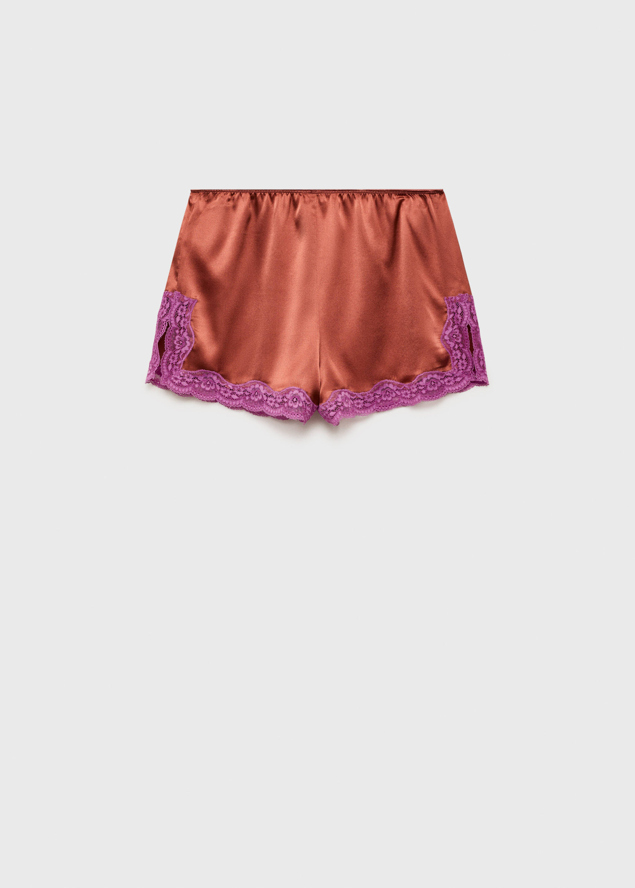 Silk shorts with contrasting lace trim - Article without model