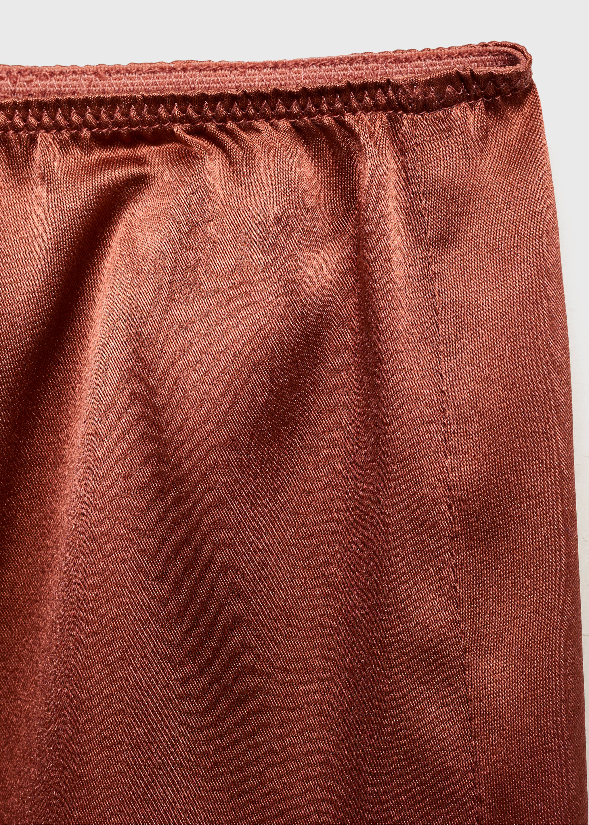 Silk shorts with contrasting lace trim - Details of the article 8, Brown. Ref: 17094109-00.