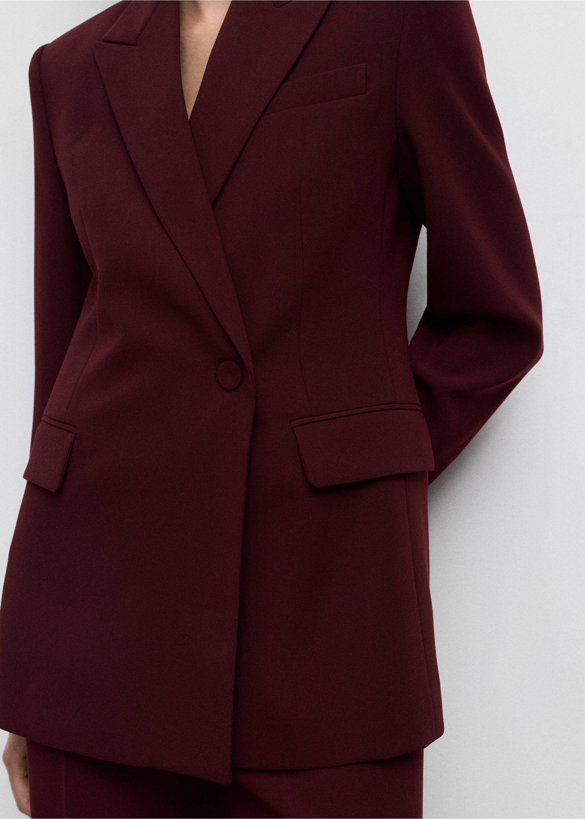 Double-breasted suit blazer - Details of the article 3, Maroon. Ref: 17094118-00.